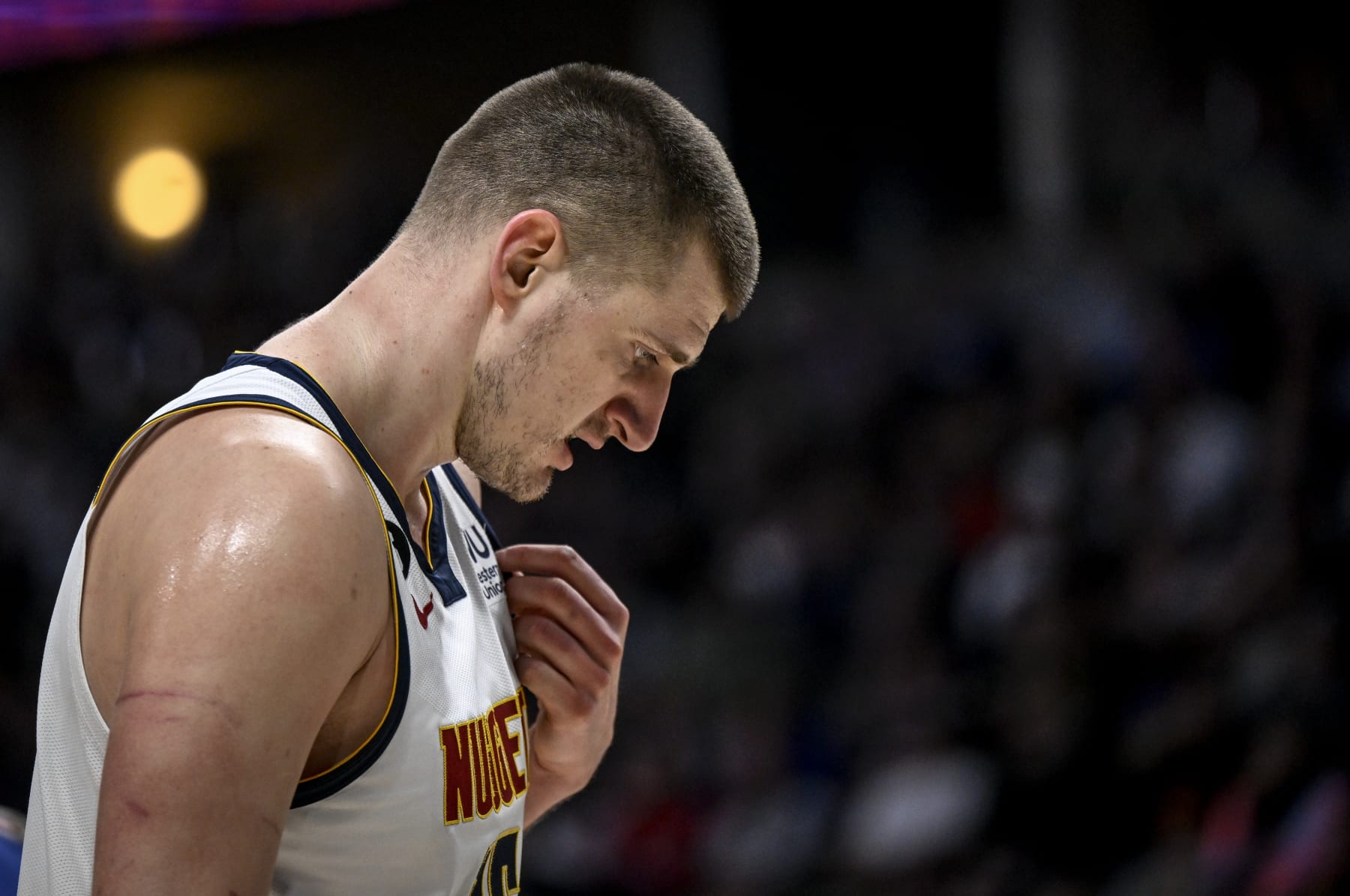 DENVER, CO - MARCH 27: Nikola Jokic (15) of the Denver Nuggets works against the Philadelphia 76ers during the third quarter at Ball Arena in Denver on Monday, March 27, 2023. (Photo by AAron Ontiveroz/MediaNews Group/The Denver Post via Getty Images)