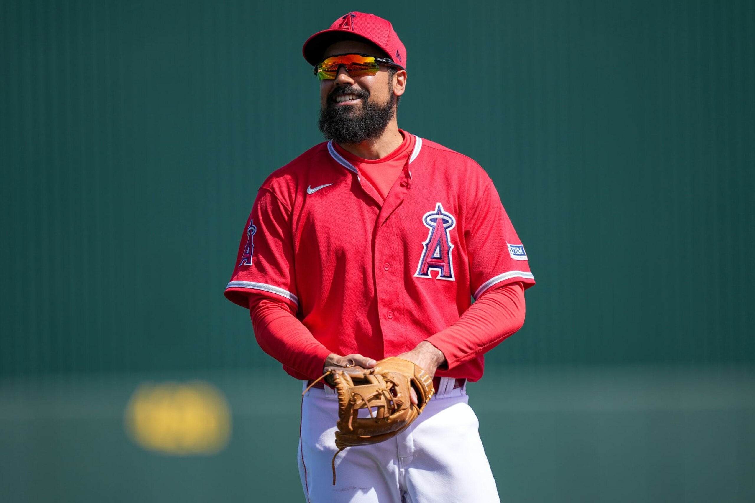TEMPE, ARIZONA - MARCH 08: Anthony Rendon #6 of the Los Angeles Angels looks on in the first inning against the Colorado Rockies during a Spring Training game at Tempe Diablo Stadium on March 08, 2023 in Tempe, Arizona. (Photo by Dylan Buell/Getty Images)