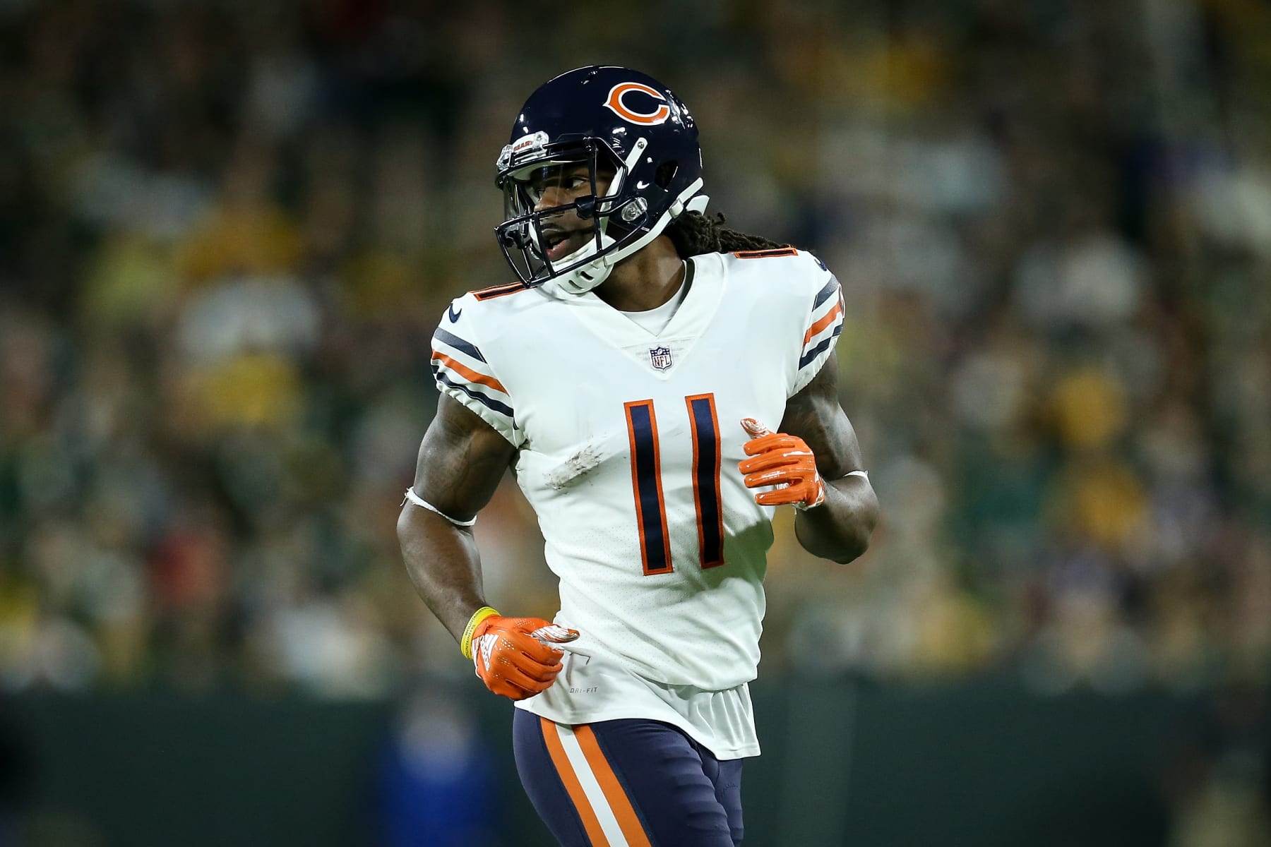 GREEN BAY, WI - SEPTEMBER 09:  Kevin White #11 of the Chicago Bears lines up for a play in the third quarter against the Green Bay Packers at Lambeau Field on September 9, 2018 in Green Bay, Wisconsin. (Photo by Dylan Buell/Getty Images)