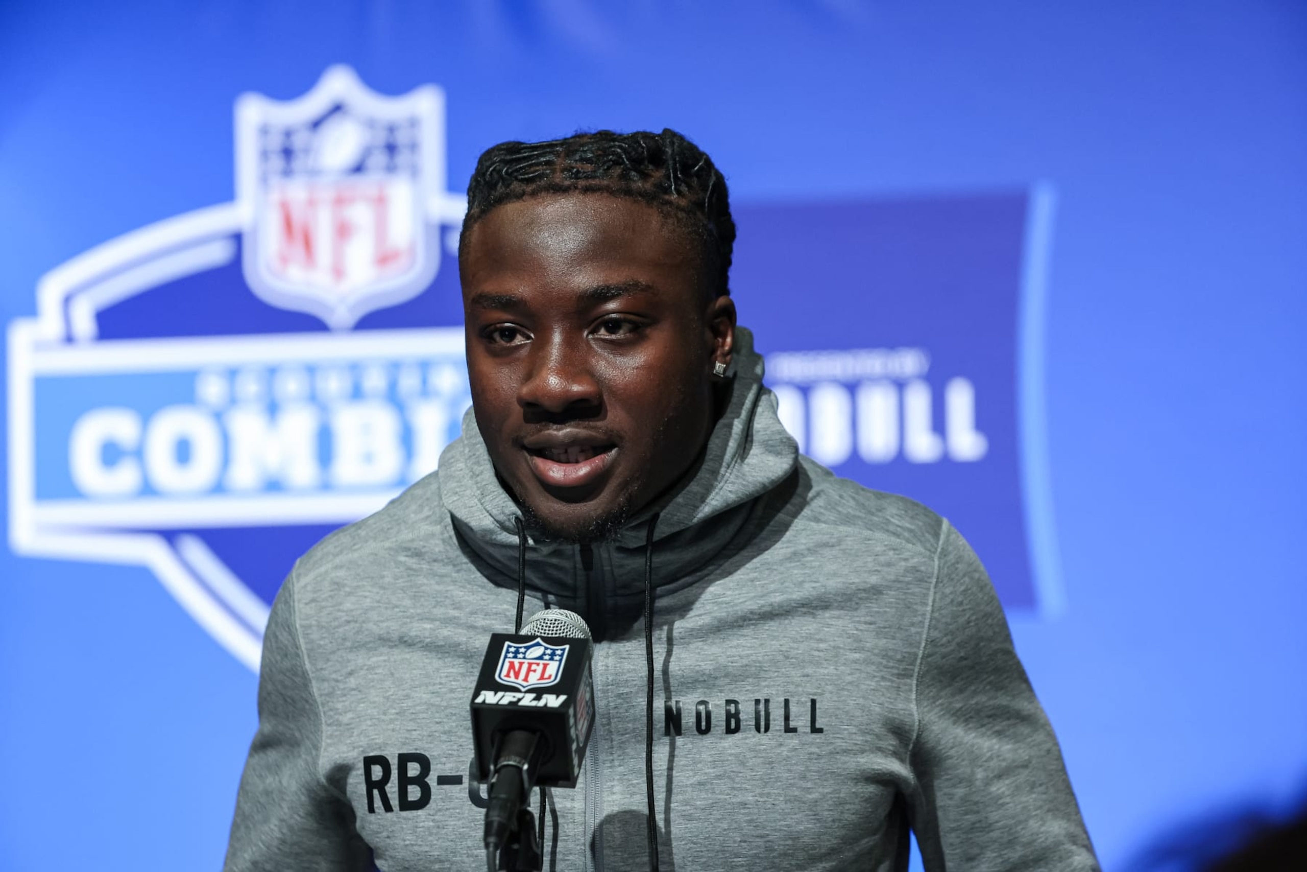 INDIANAPOLIS, IN - MARCH 04: Running back Israel Abanikanda of Pittsburgh speaks to the media during the NFL Combine at Lucas Oil Stadium on March 4, 2023 in Indianapolis, Indiana. (Photo by Michael Hickey/Getty Images) INDIANAPOLIS, IN - MARCH 04: Running back Israel Abanikanda of Pittsburgh speaks to the media during the NFL Combine at Lucas Oil Stadium on March 4, 2023 in Indianapolis, Indiana. (Photo by Michael Hickey/Getty Images)