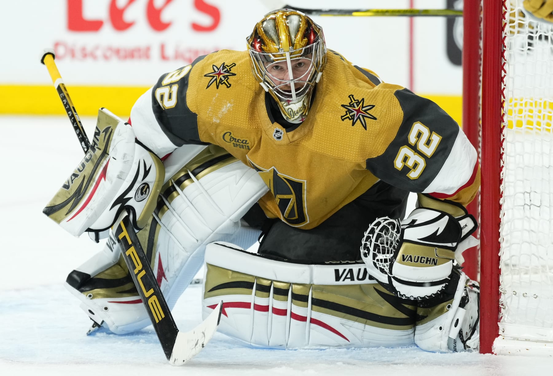 LAS VEGAS, NEVADA - MARCH 28: Jonathan Quick #32 of the Vegas Golden Knights tends net during the second period against the Edmonton Oilers at T-Mobile Arena on March 28, 2023 in Las Vegas, Nevada. (Photo by Jeff Bottari/NHLI via Getty Images)