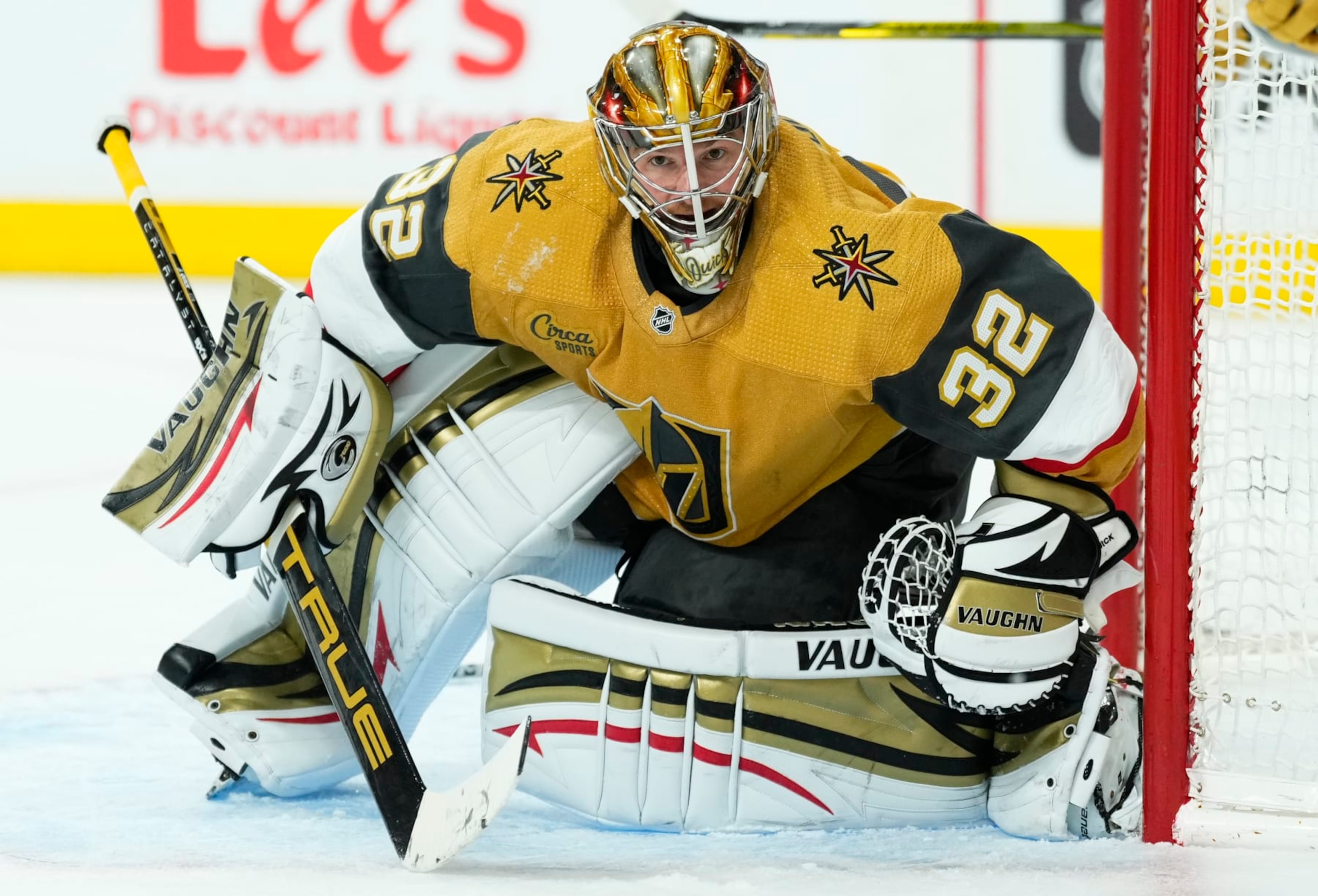 LAS VEGAS, NEVADA - MARCH 28: Jonathan Quick #32 of the Vegas Golden Knights tends net during the second period against the Edmonton Oilers at T-Mobile Arena on March 28, 2023 in Las Vegas, Nevada. (Photo by Jeff Bottari/NHLI via Getty Images)