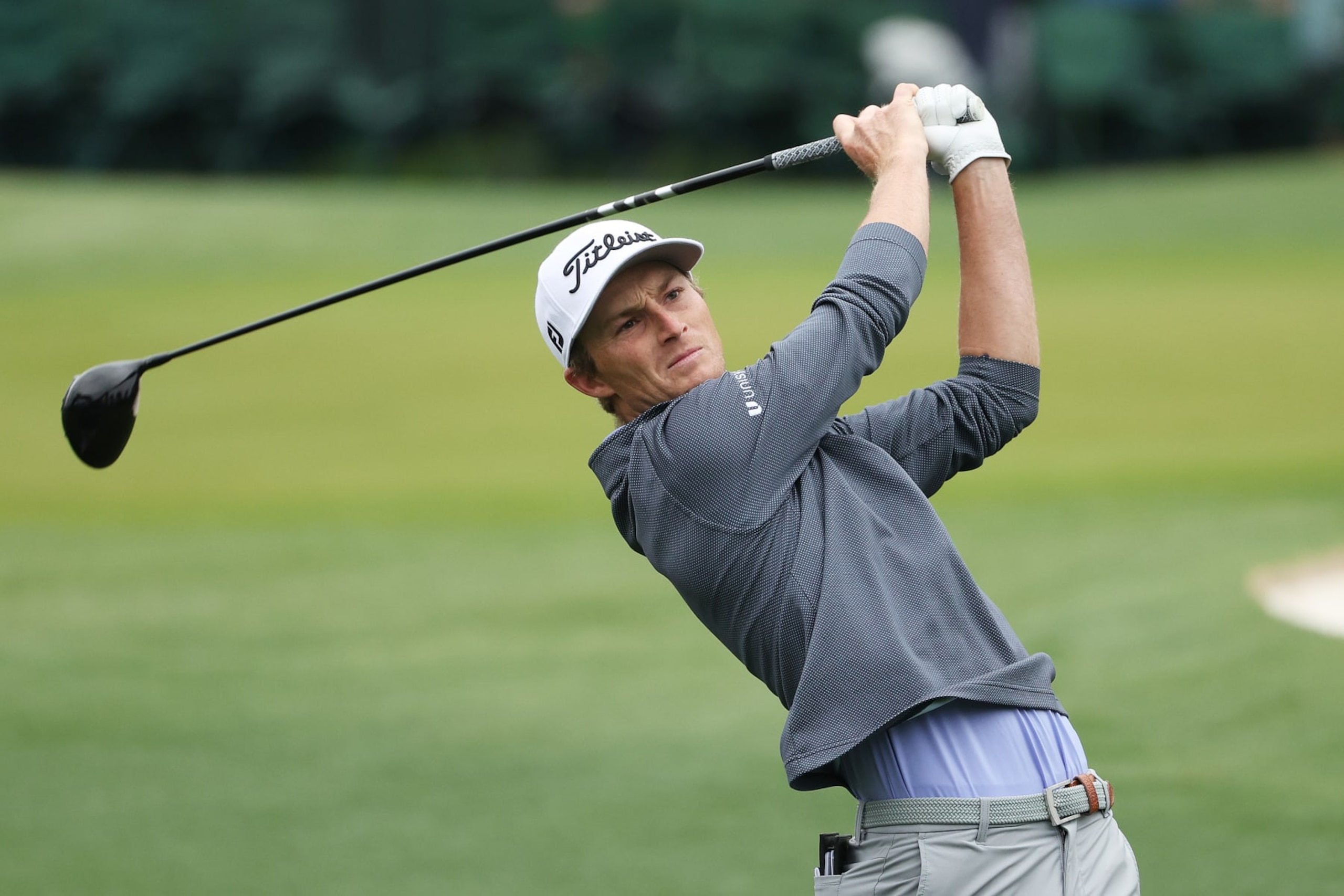 AUGUSTA, GEORGIA - APRIL 03: Will Zalatoris of the United States plays his shot from the third tee during a practice round prior to the 2023 Masters Tournament at Augusta National Golf Club on April 03, 2023 in Augusta, Georgia. (Photo by Patrick Smith/Getty Images)