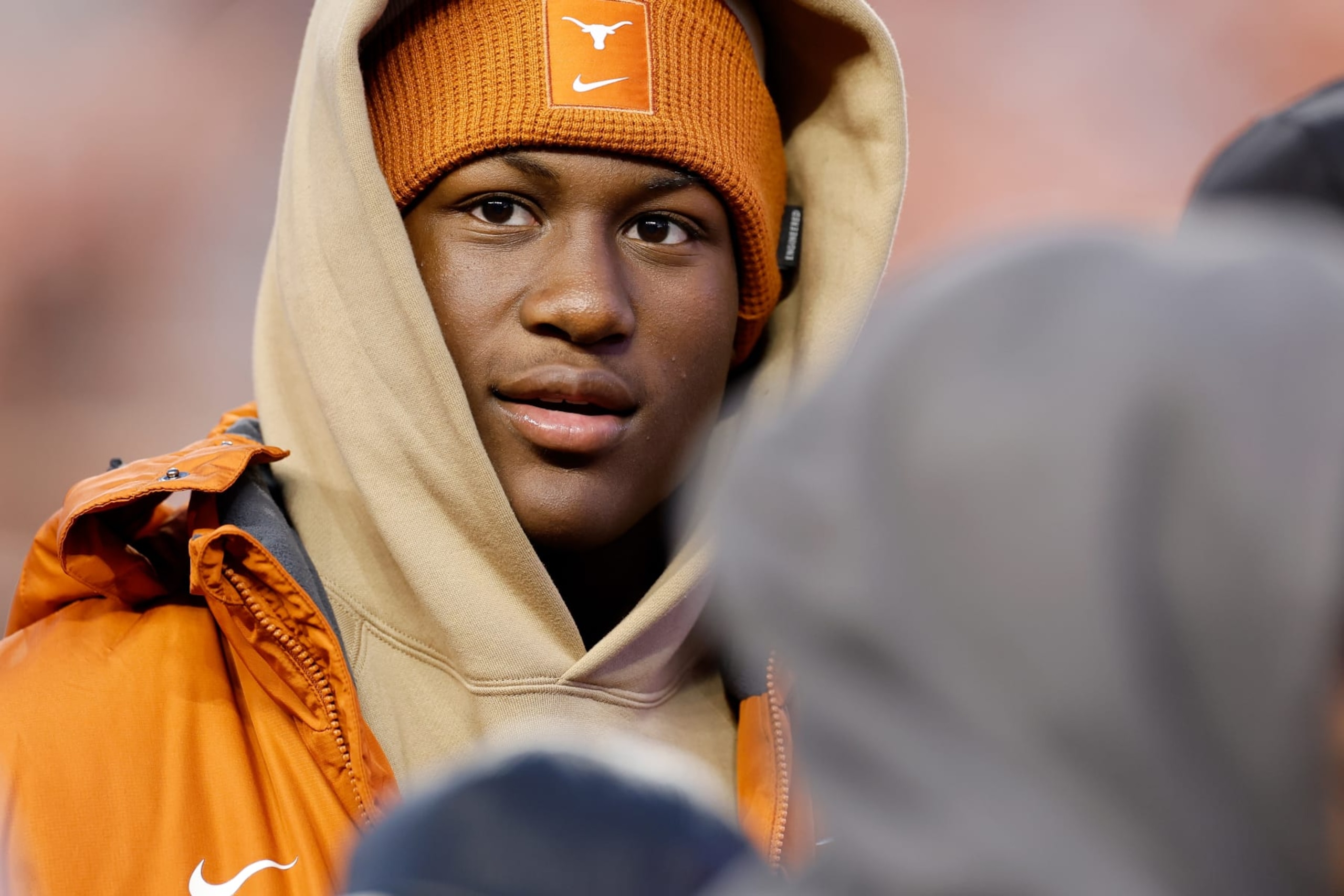 AUSTIN, TEXAS - NOVEMBER 12: Anthony Hill of Denton Ryan High School attends the game between the Texas Longhorns and the TCU Horned Frogs at Darrell K Royal-Texas Memorial Stadium on November 12, 2022 in Austin, Texas. (Photo by Tim Warner/Getty Images)