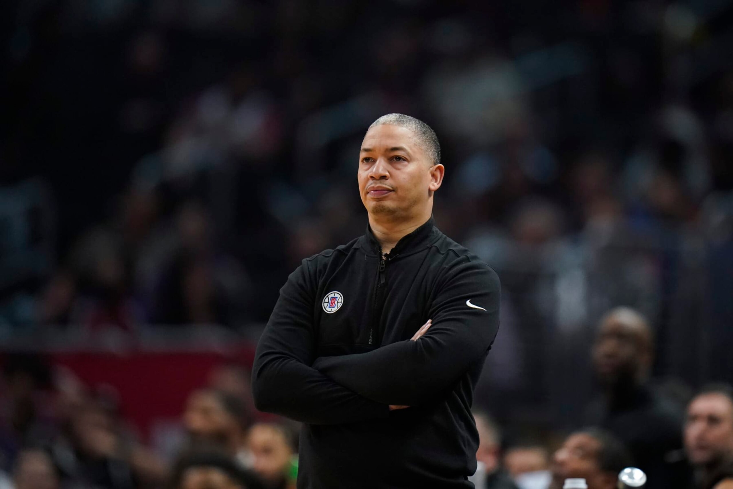 Los Angeles Clippers head coach Tyronn Lue watches action during first half of an NBA basketball game against the Toronto Raptors Wednesday, March 8, 2023, in Los Angeles. (AP Photo/Jae C. Hong)