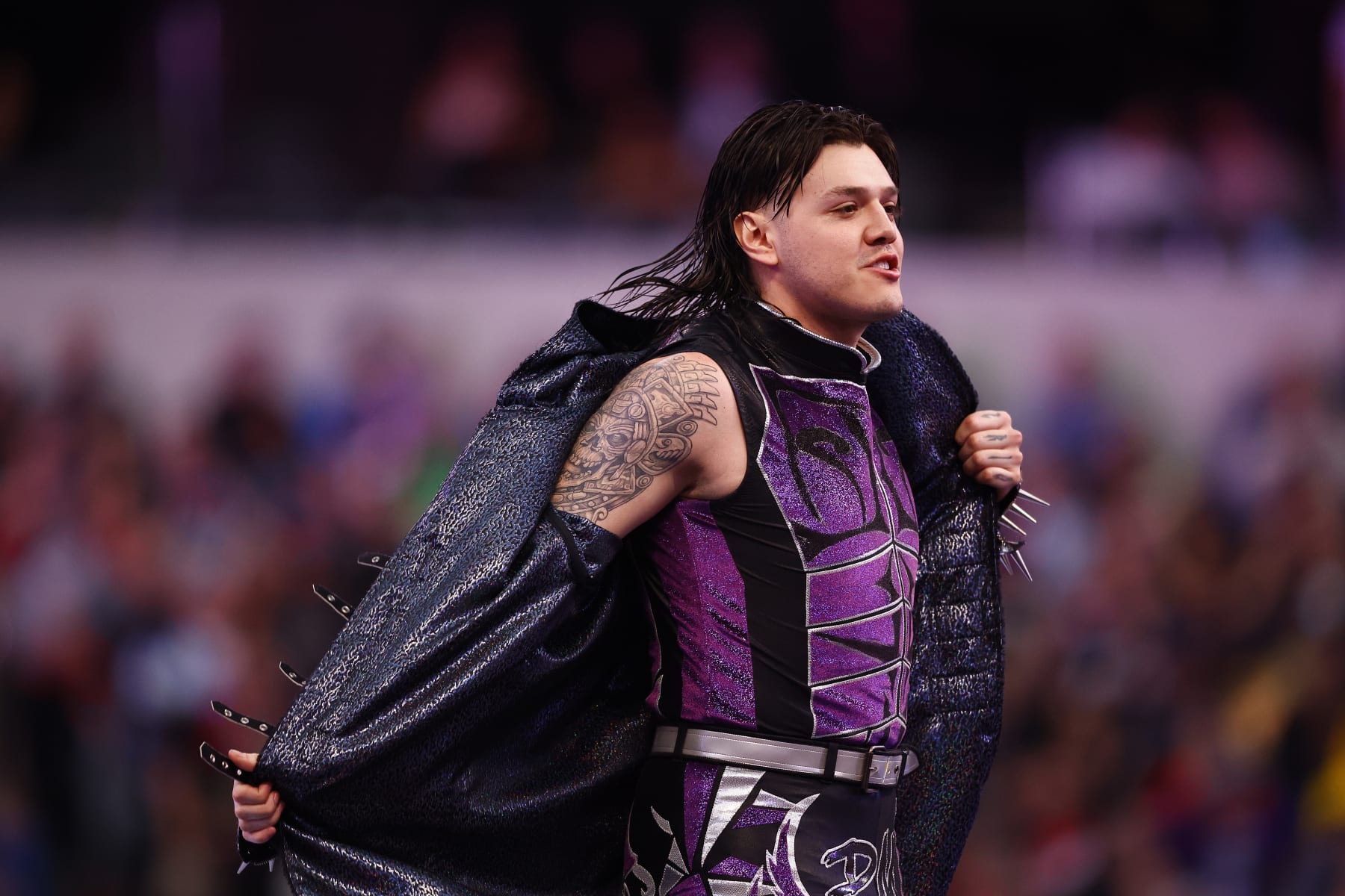 INGLEWOOD, CALIFORNIA - APRIL 01:  Dominik Mysterio during WrestleMania Goes Hollywood at SoFi Stadium on April 01, 2023 in Inglewood, California. (Photo by Ronald Martinez/Getty Images)