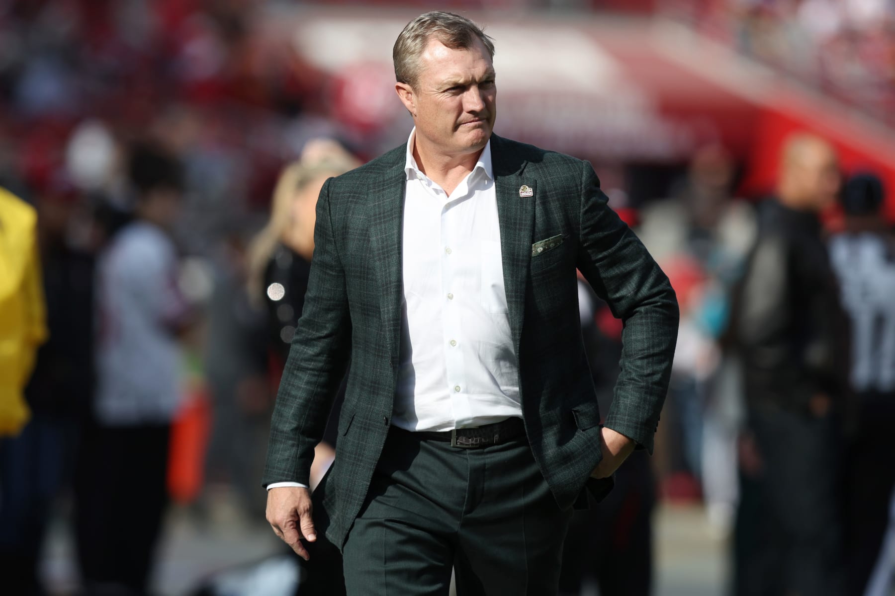 SANTA CLARA, CALIFORNIA - DECEMBER 24: San Francisco 49ers general manager, John Lynch, looks on before the game against the Washington Commanders at Levi's Stadium on December 24, 2022 in Santa Clara, California. (Photo by Lachlan Cunningham/Getty Images)