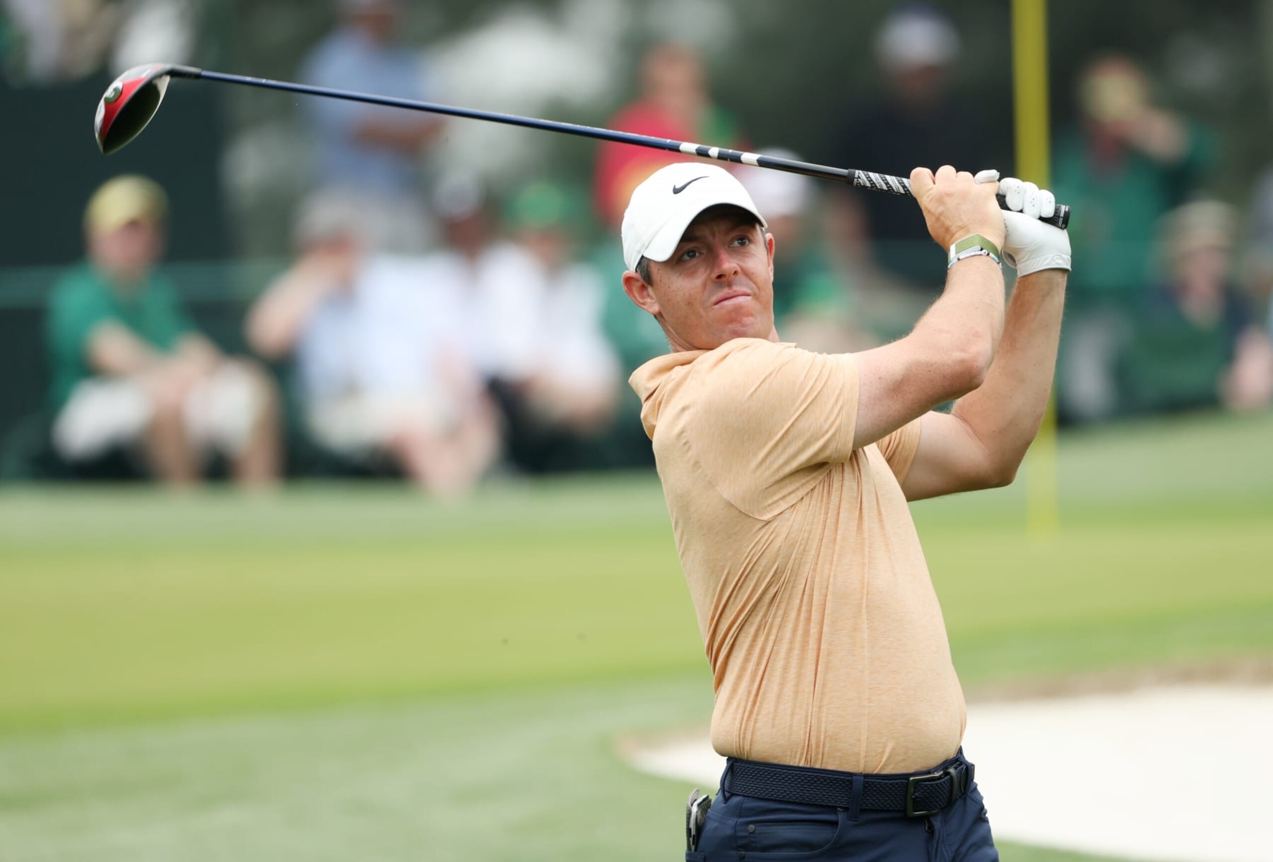 AUGUSTA, GEORGIA - APRIL 04: Rory McIlroy of Northern Ireland plays his shot from the third tee during a practice round prior to the 2023 Masters Tournament at Augusta National Golf Club on April 04, 2023 in Augusta, Georgia. (Photo by Patrick Smith/Getty Images)