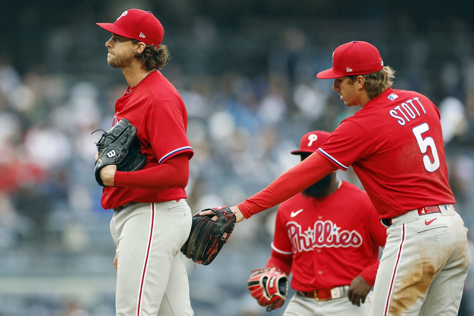 Aaron Nola (L) and Bryston Stott (R)