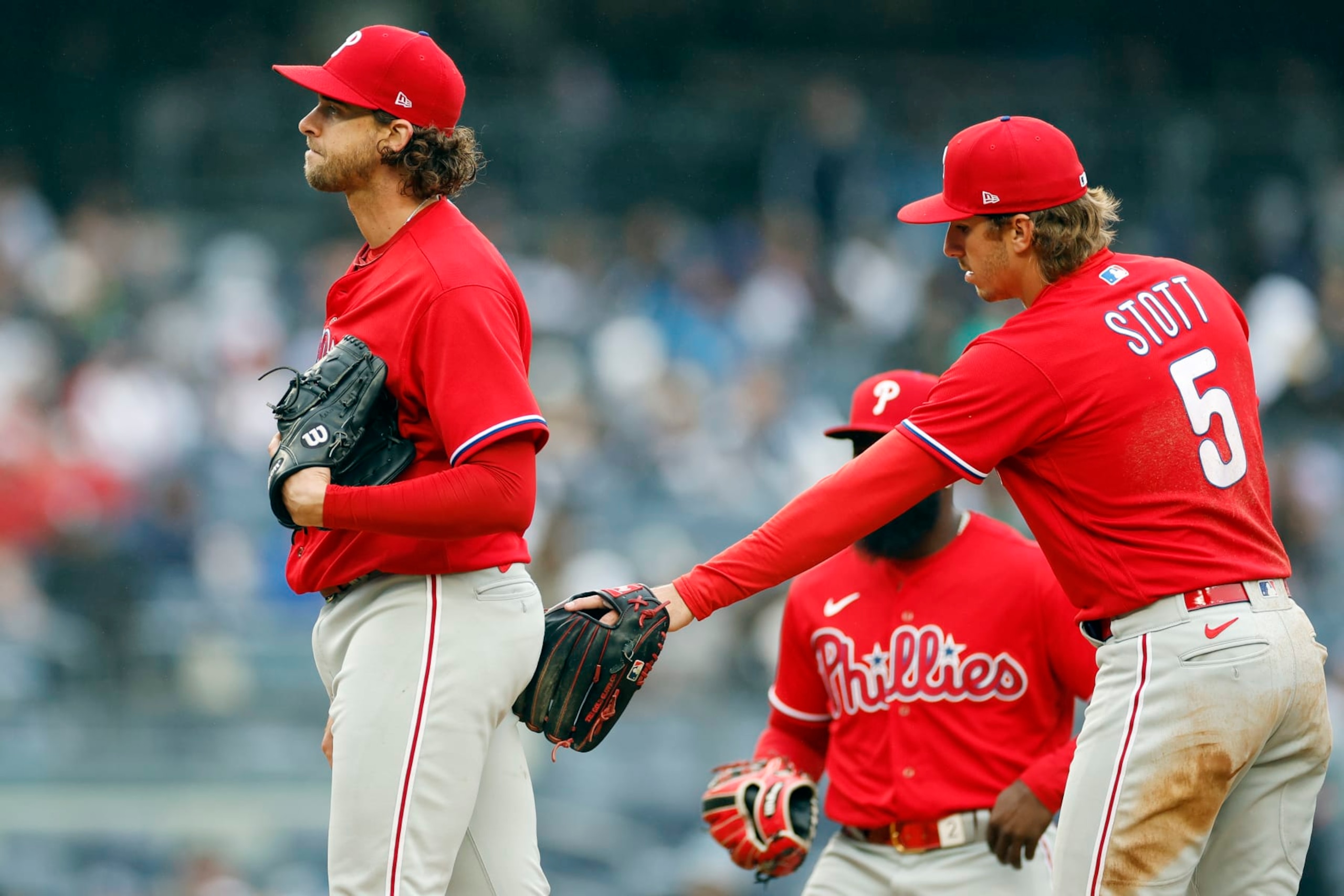 Aaron Nola (L) and Bryston Stott (R) Aaron Nola (L) and Bryston Stott (R)