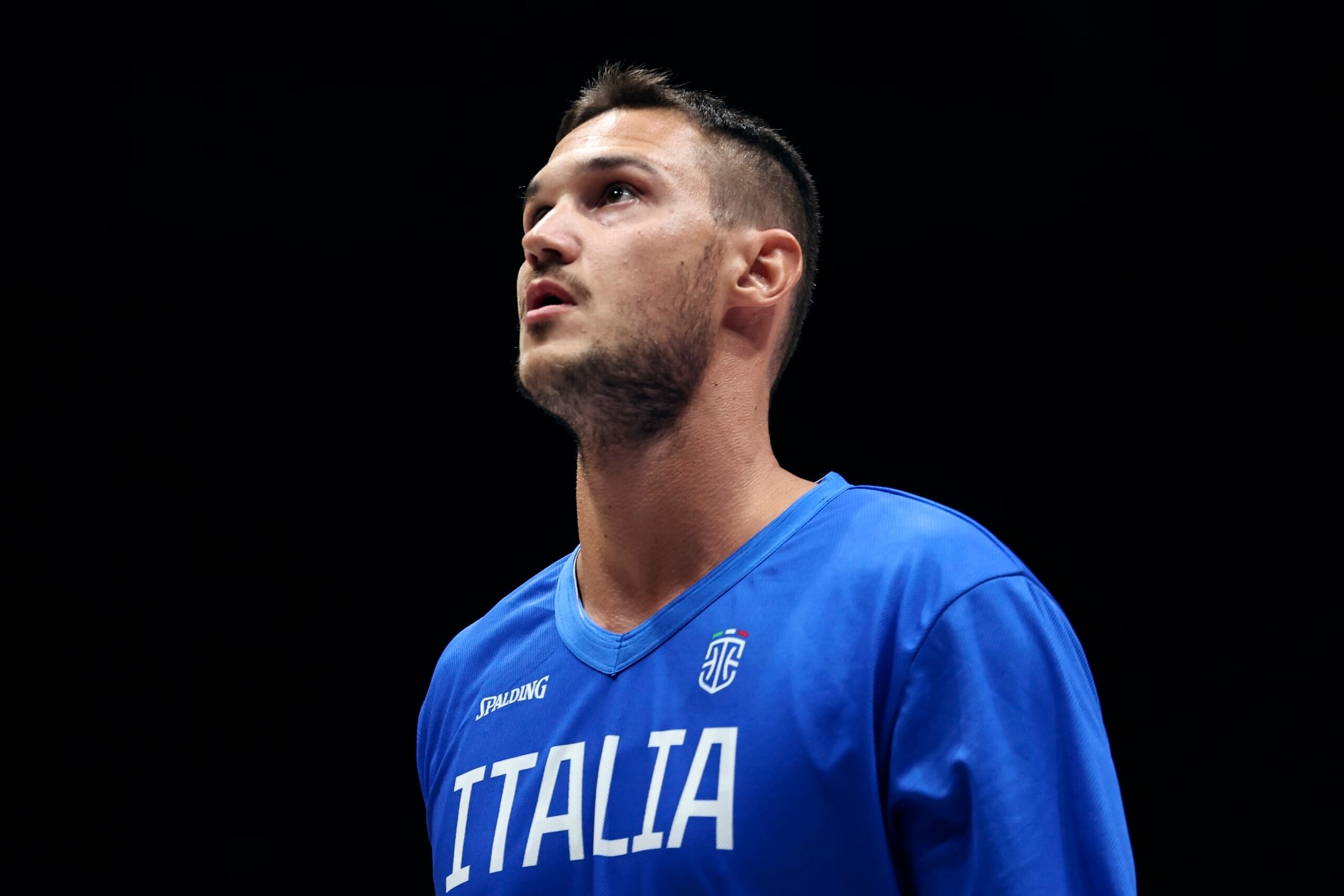 BOLOGNA, ITALY - AUGUST 12: Danilo Gallinari #8 of Italy looks on during the basketball International Friendly match between Italy and France at Unipol Arena on August 12, 2022 in Bologna, Italy. (Photo by Giuseppe Cottini/Getty Images)