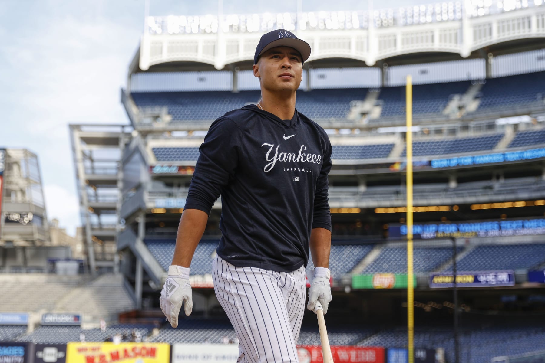 NEW YORK, NY - APRIL 3: Anthony Volpe #11 of the New York Yankees prior to a game against the Philadelphia Phillies at Yankee Stadium on April 3, 2023, in New York, New York. (Photo by New York Yankees/Getty Images)