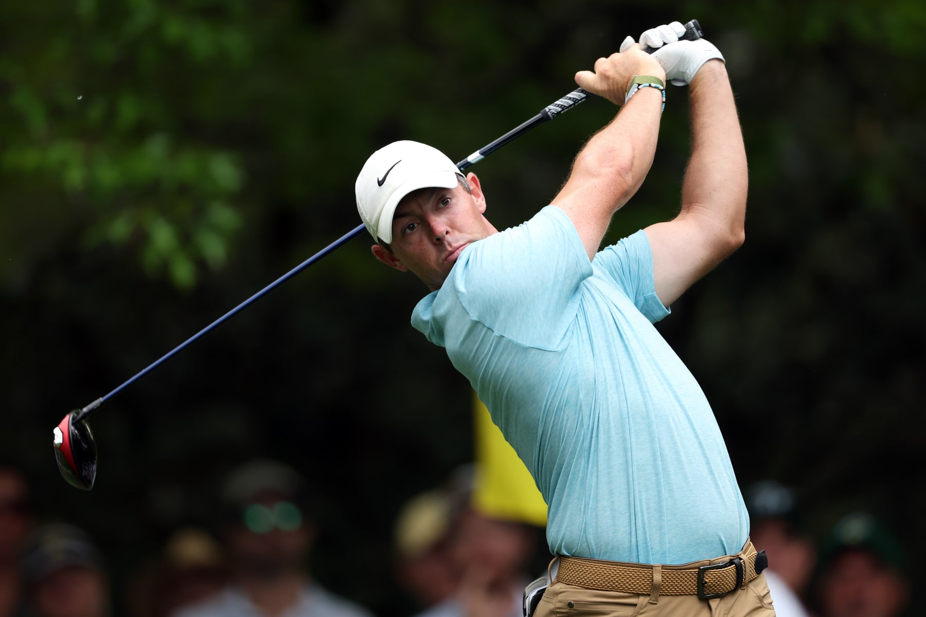AUGUSTA, GEORGIA - APRIL 06: Rory McIlroy of Northern Ireland plays his shot from the seventh tee during the first round of the 2023 Masters Tournament at Augusta National Golf Club on April 06, 2023 in Augusta, Georgia. (Photo by Christian Petersen/Getty Images)