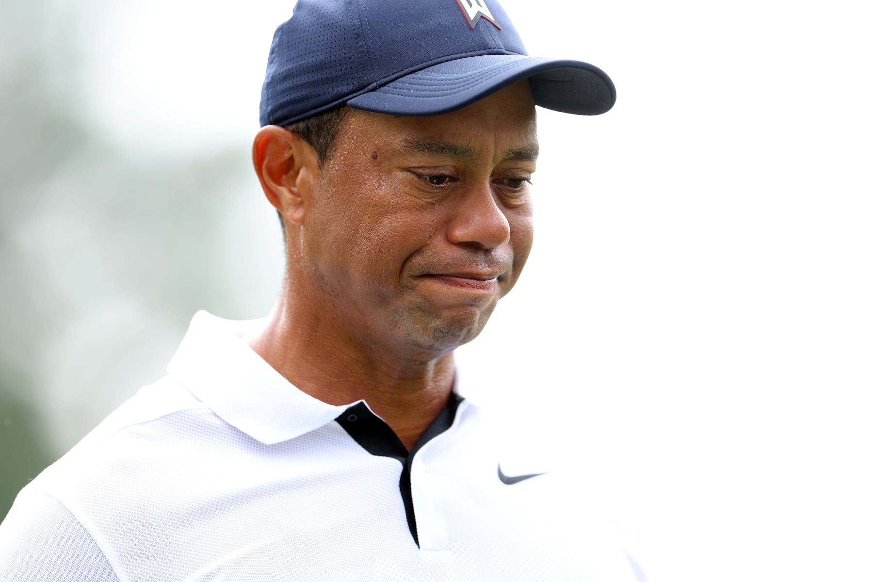 AUGUSTA, GEORGIA - APRIL 06: Tiger Woods of the United States reacts on the first hole during the first round of the 2023 Masters Tournament at Augusta National Golf Club on April 06, 2023 in Augusta, Georgia. (Photo by Andrew Redington/Getty Images)