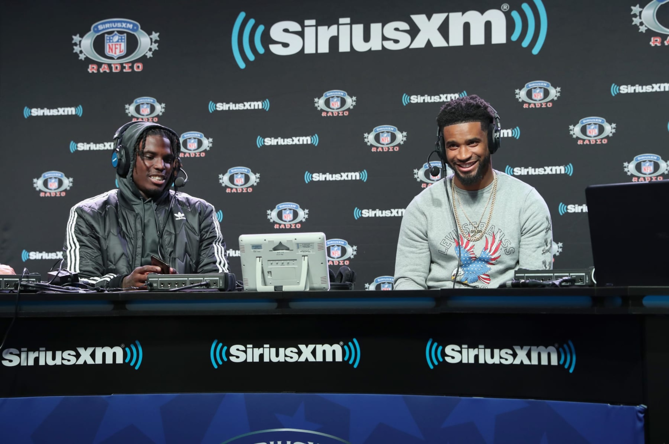 ATLANTA, GEORGIA - FEBRUARY 01: Pat Kirwan, Tyreek Hill, Darius Slay and Jim Miller attend SiriusXM at Super Bowl LIII Radio Row on February 01, 2019 in Atlanta, Georgia. (Photo by Cindy Ord/Getty Images for SiriusXM) ATLANTA, GEORGIA - FEBRUARY 01: Pat Kirwan, Tyreek Hill, Darius Slay and Jim Miller attend SiriusXM at Super Bowl LIII Radio Row on February 01, 2019 in Atlanta, Georgia. (Photo by Cindy Ord/Getty Images for SiriusXM)
