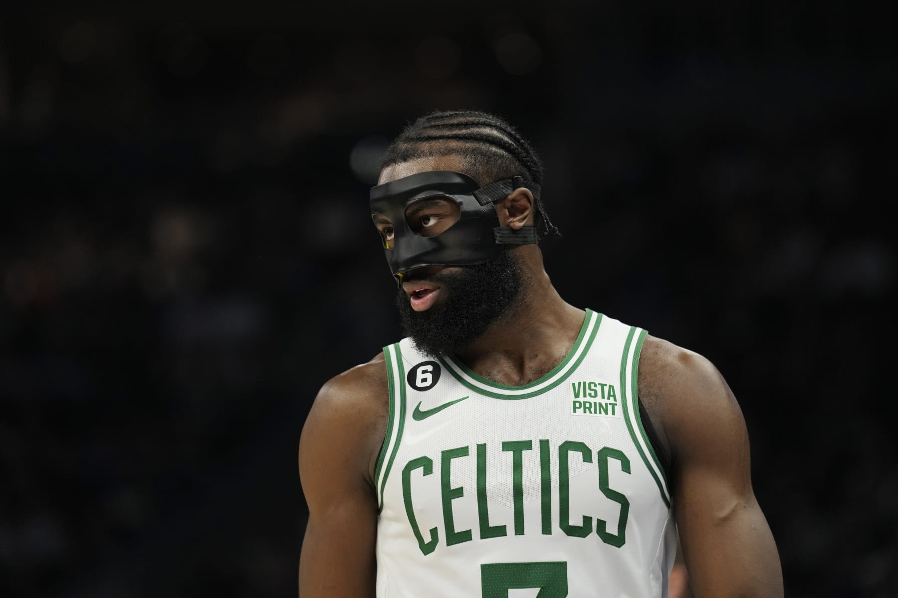 MILWAUKEE, WISCONSIN - MARCH 30: Jaylen Brown #7 of the Boston Celtics looks on against the Milwaukee Bucks in the second half at Fiserv Forum on March 30, 2023 in Milwaukee, Wisconsin. NOTE TO USER: User expressly acknowledges and agrees that, by downloading and or using this photograph, user is consenting to the terms and conditions of the Getty Images License Agreement. (Photo by Patrick McDermott/Getty Images)