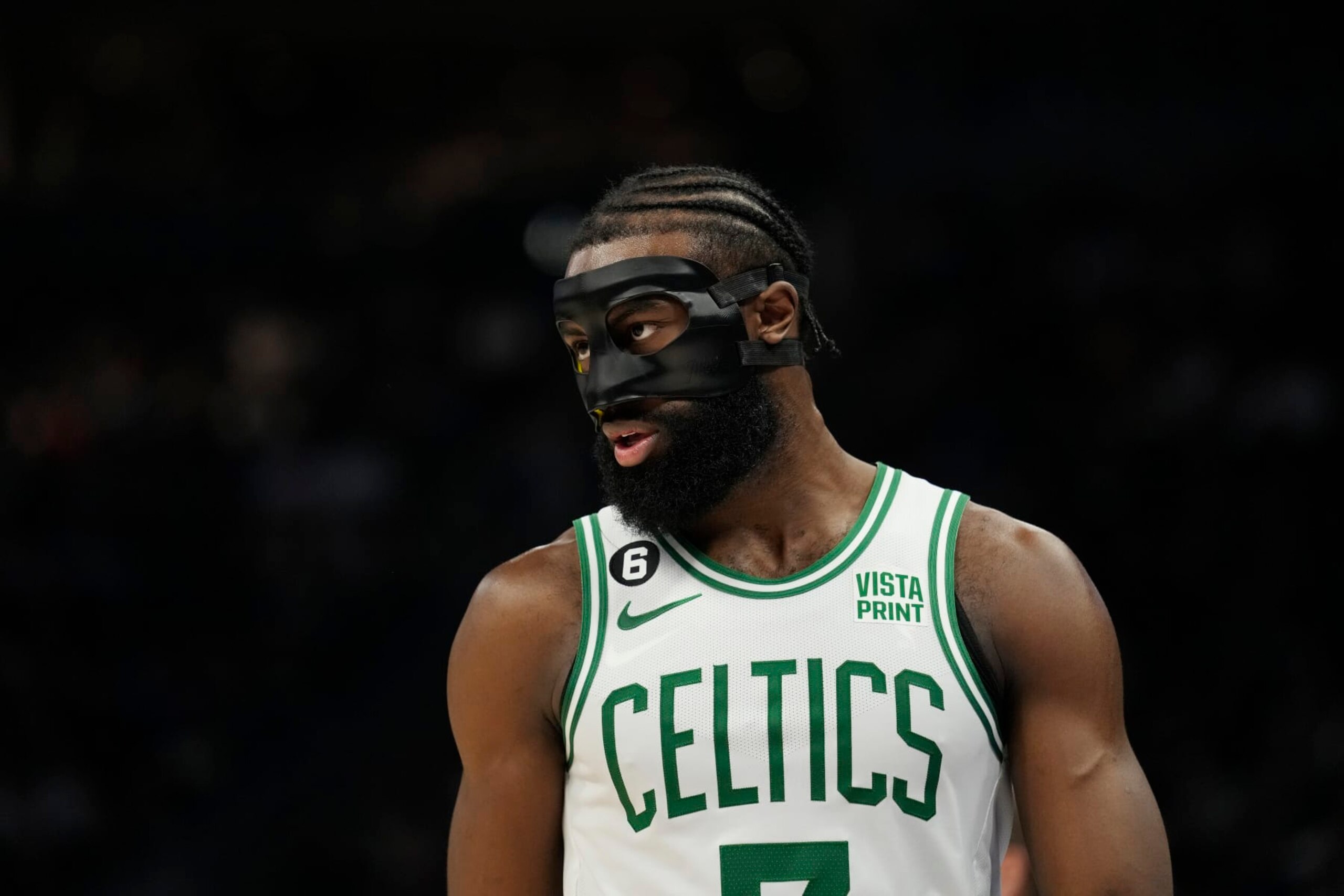 MILWAUKEE, WISCONSIN - MARCH 30: Jaylen Brown #7 of the Boston Celtics looks on against the Milwaukee Bucks in the second half at Fiserv Forum on March 30, 2023 in Milwaukee, Wisconsin. NOTE TO USER: User expressly acknowledges and agrees that, by downloading and or using this photograph, user is consenting to the terms and conditions of the Getty Images License Agreement. (Photo by Patrick McDermott/Getty Images)