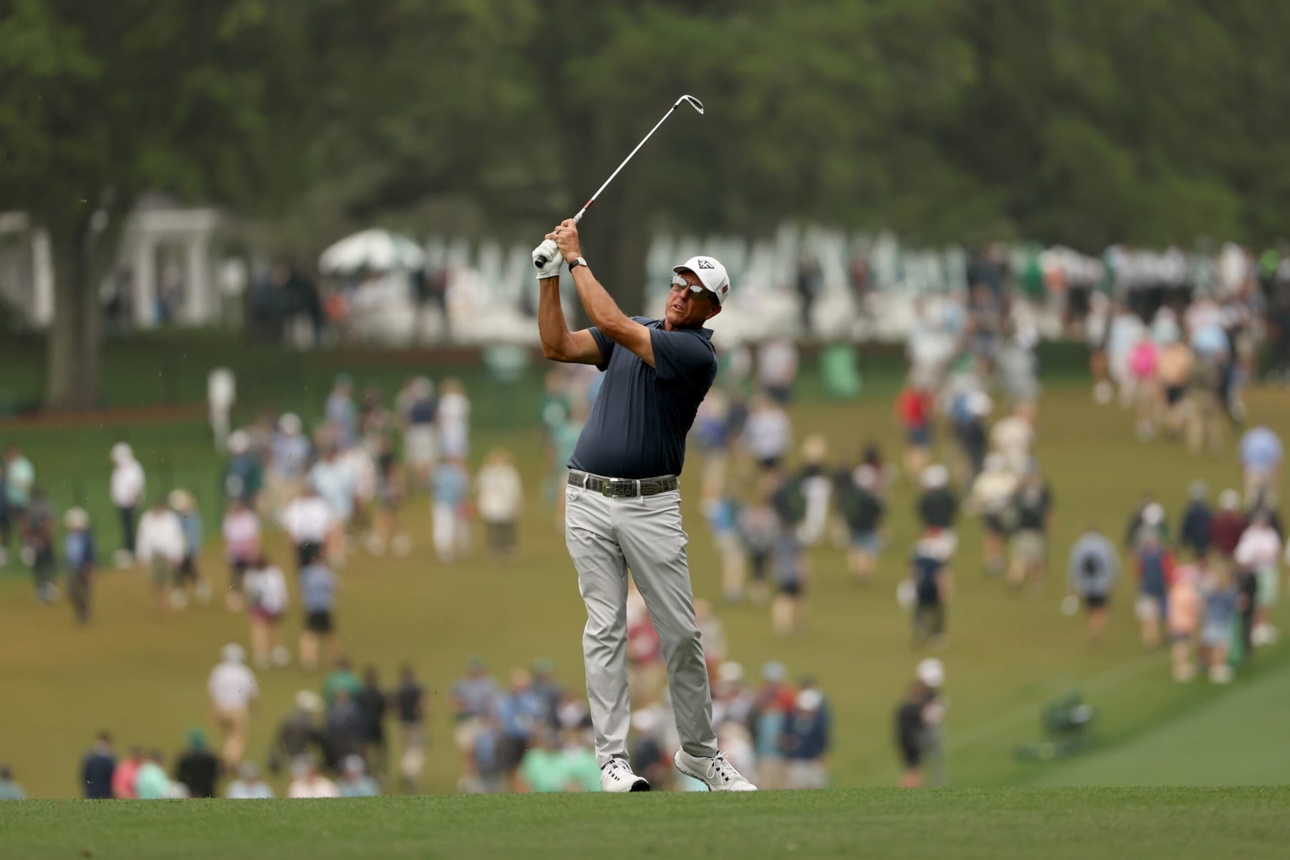 AUGUSTA, GEORGIA - APRIL 07: Phil Mickelson of the United States plays a shot on the first hole during the second round of the 2023 Masters Tournament at Augusta National Golf Club on April 07, 2023 in Augusta, Georgia. (Photo by Patrick Smith/Getty Images) AUGUSTA, GEORGIA - APRIL 07: Phil Mickelson of the United States plays a shot on the first hole during the second round of the 2023 Masters Tournament at Augusta National Golf Club on April 07, 2023 in Augusta, Georgia. (Photo by Patrick Smith/Getty Images)