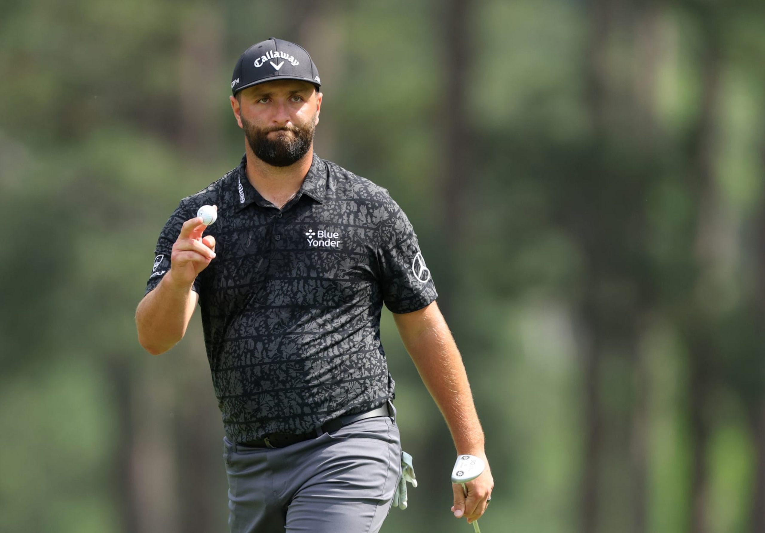 AUGUSTA, GEORGIA - APRIL 07: Jon Rahm of Spain reacts to his putt on the eighth green during the second round of the 2023 Masters Tournament at Augusta National Golf Club on April 07, 2023 in Augusta, Georgia. (Photo by Andrew Redington/Getty Images)