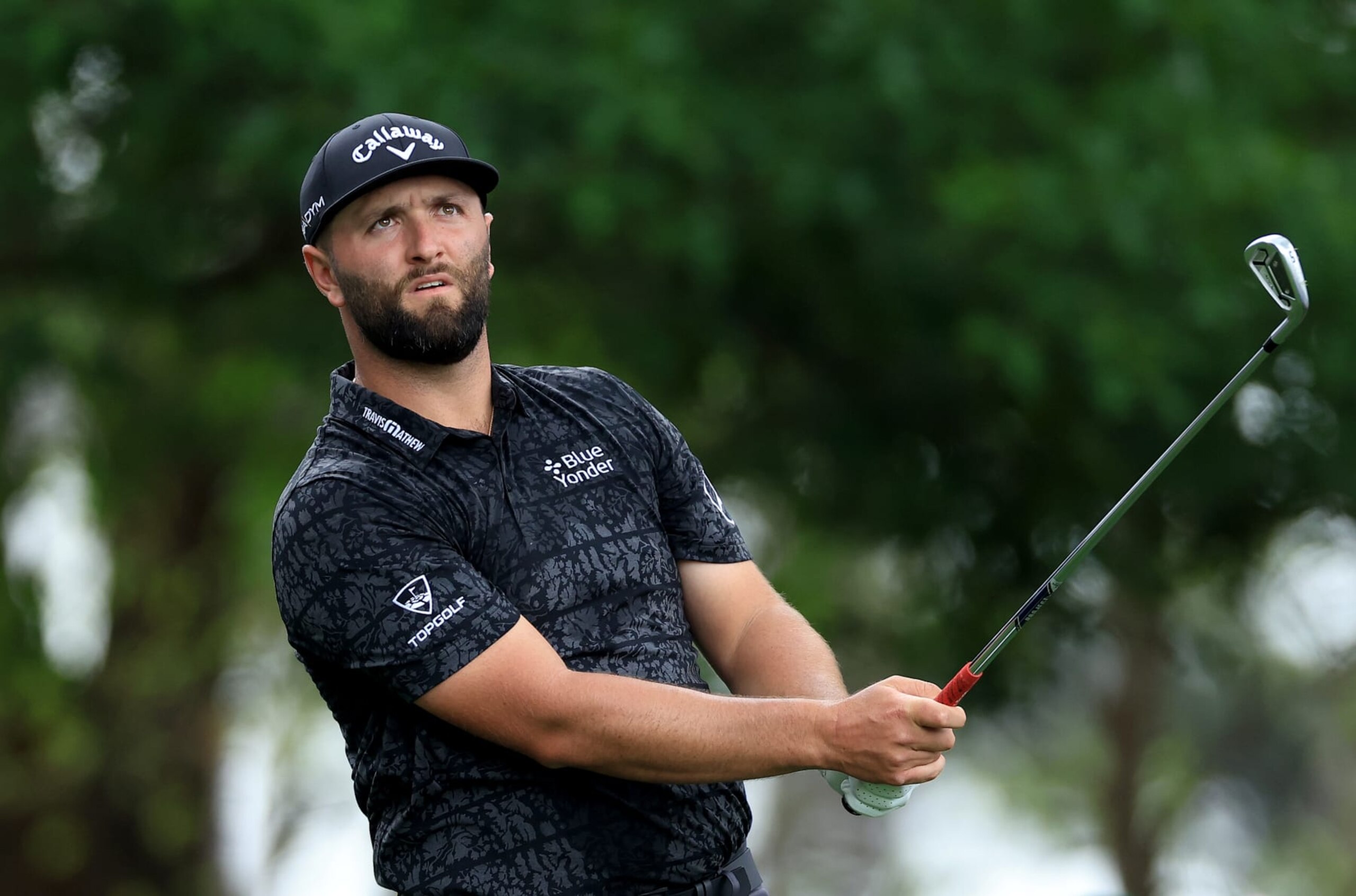 AUGUSTA, GEORGIA - APRIL 07: Jon Rahm of Spain plays his tee shot on the fourth hole during the second round of the 2023 Masters Tournament at Augusta National Golf Club on April 07, 2023 in Augusta, Georgia. (Photo by David Cannon/Getty Images)