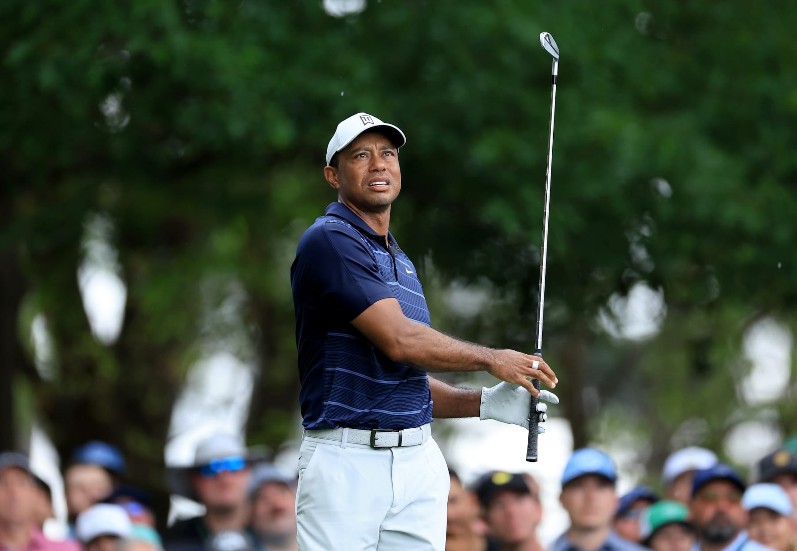 AUGUSTA, GEORGIA - APRIL 07: Tiger Woods of The United States plays his tee shot on the fourth hole during the second round of the 2023 Masters Tournament at Augusta National Golf Club on April 07, 2023 in Augusta, Georgia. (Photo by David Cannon/Getty Images)
