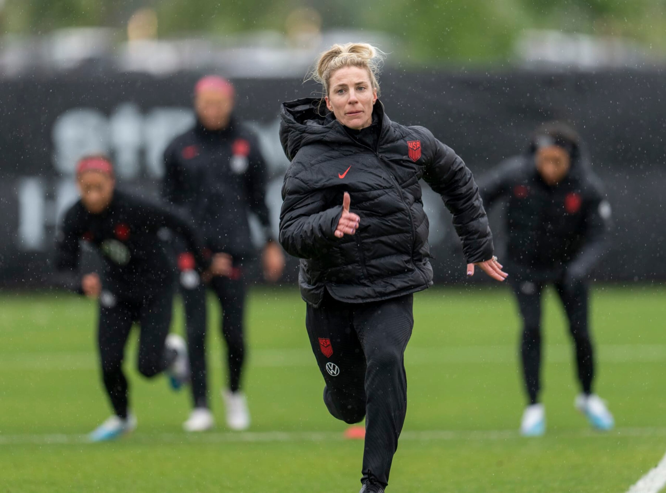 AUSTIN, TX - APRIL 6: Julie Ertz of the United States warms up during a USWNT training session at St Davids Performance Center on April 6, 2023 in Austin, Texas. (Photo by Brad Smith/USSF/Getty Images). AUSTIN, TX - APRIL 6: Julie Ertz of the United States warms up during a USWNT training session at St Davids Performance Center on April 6, 2023 in Austin, Texas. (Photo by Brad Smith/USSF/Getty Images).