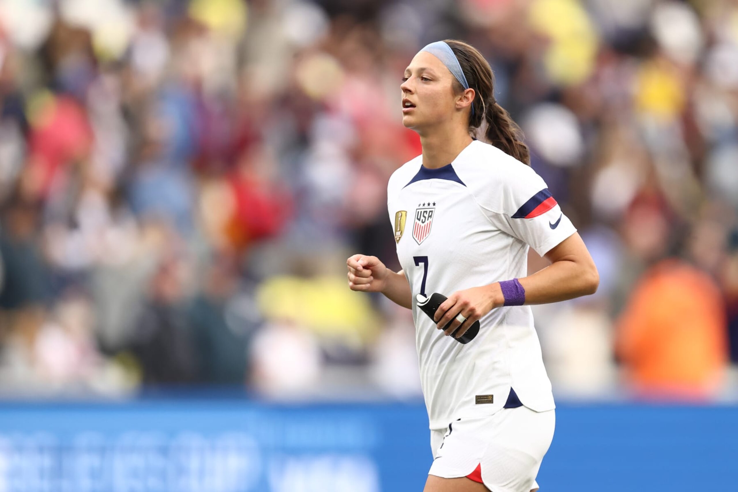NASHVILLE, TN - FEBRUARY 19: Ashley Hatch of United States during the 2023 SheBelieves Cup match between Japan and United States at GEODIS Park on February 19, 2023 in Nashville, Tennessee. (Photo by James Williamson - AMA/Getty Images) NASHVILLE, TN - FEBRUARY 19: Ashley Hatch of United States during the 2023 SheBelieves Cup match between Japan and United States at GEODIS Park on February 19, 2023 in Nashville, Tennessee. (Photo by James Williamson - AMA/Getty Images)