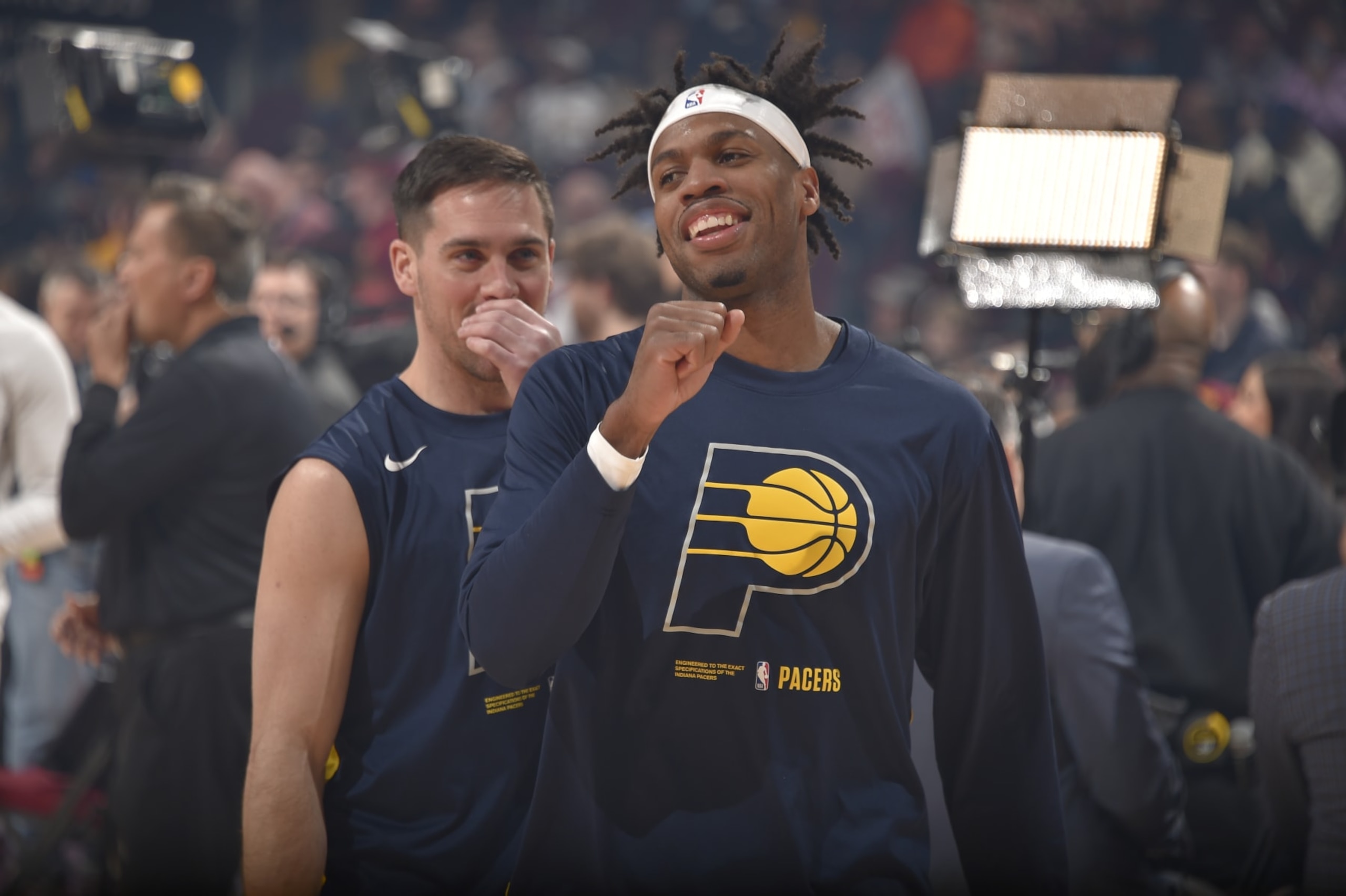 CLEVELAND, OH - APRIL 2:  Buddy Hield #24 of the Indiana Pacers looks on before the game on April 2, 2023 at Rocket Mortgage FieldHouse in Cleveland, Ohio. NOTE TO USER: User expressly acknowledges and agrees that, by downloading and/or using this Photograph, user is consenting to the terms and conditions of the Getty Images License Agreement. Mandatory Copyright Notice: Copyright 2023 NBAE (Photo by David Liam Kyle/NBAE via Getty Images)
