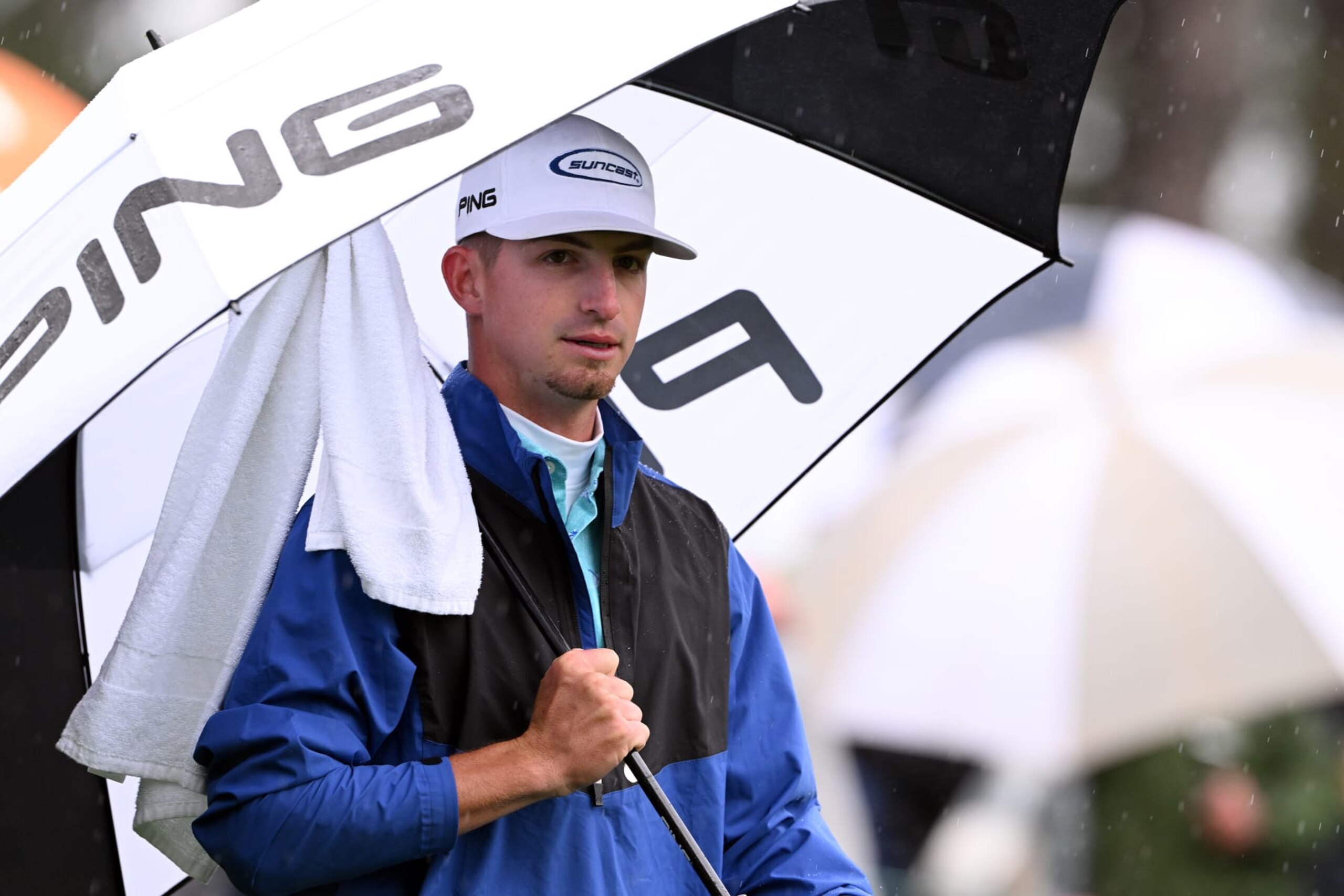 AUGUSTA, GEORGIA - APRIL 08: Amateur Sam Bennett of the United States looks on during the third round of the 2023 Masters Tournament at Augusta National Golf Club on April 08, 2023 in Augusta, Georgia. (Photo by Ross Kinnaird/Getty Images)