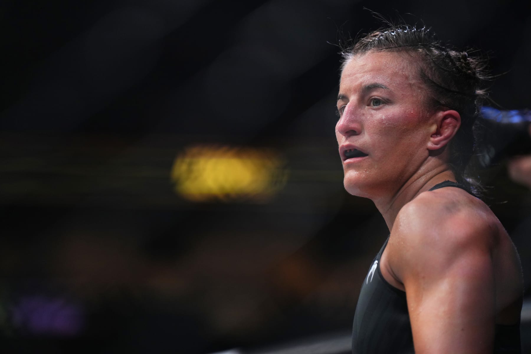 MIAMI, FLORIDA - APRIL 08: Sam Hughes is seen during her strawweight fight against Jaqueline Amorim of Brazil during the UFC 287 event at Kaseya Center on April 08, 2023 in Miami, Florida. (Photo by Cooper Neill/Zuffa LLC via Getty Images)