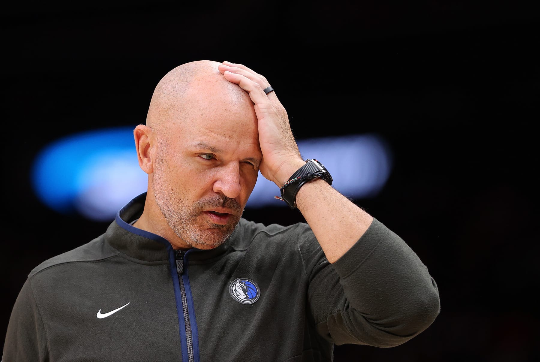 ATLANTA, GEORGIA - APRIL 02:  Head coach Jason Kidd of the Dallas Mavericks reacts against the Atlanta Hawks during the fourth quarter at State Farm Arena on April 02, 2023 in Atlanta, Georgia.  NOTE TO USER: User expressly acknowledges and agrees that, by downloading and or using this photograph, User is consenting to the terms and conditions of the Getty Images License Agreement.  (Photo by Kevin C. Cox/Getty Images)