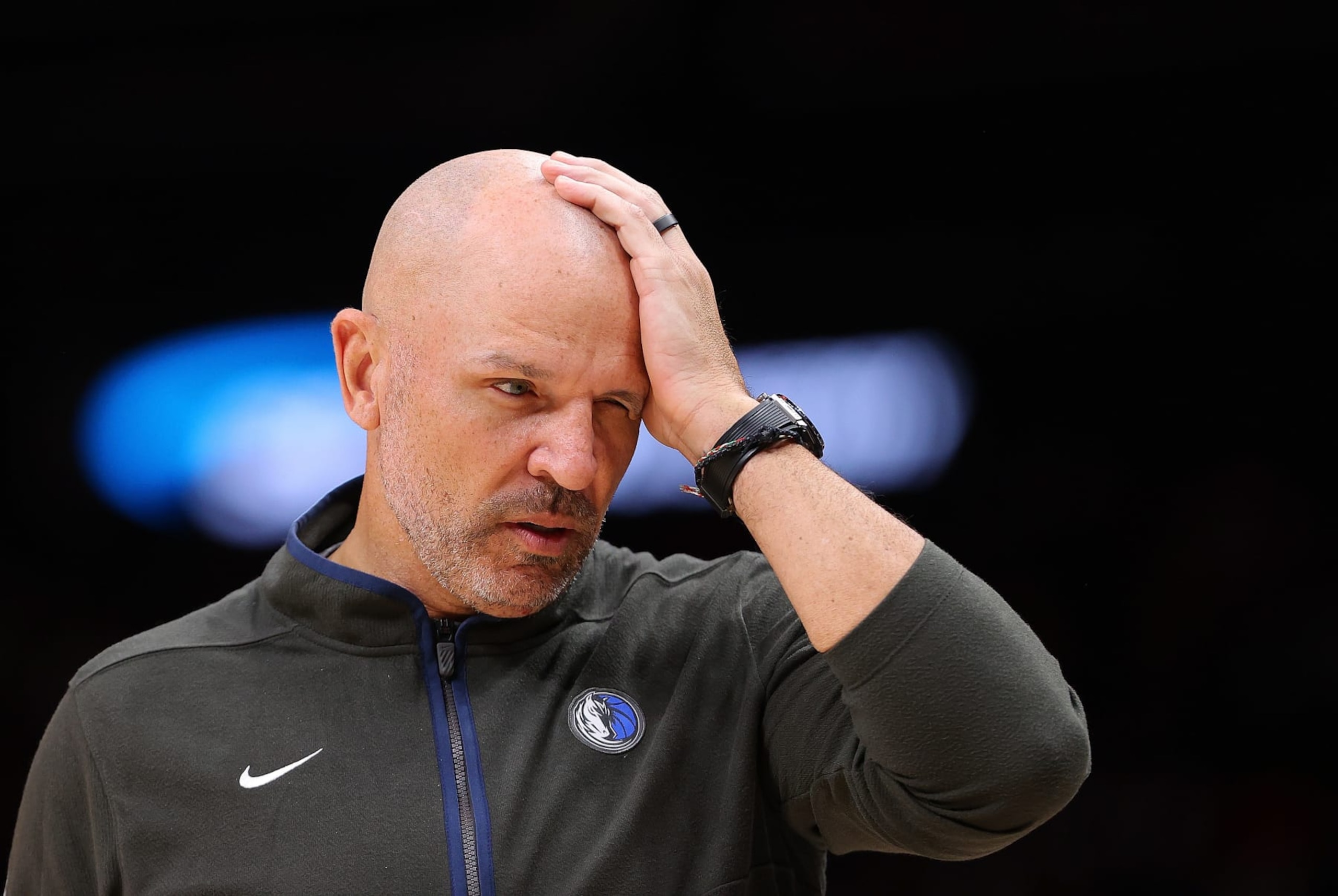 ATLANTA, GEORGIA - APRIL 02:  Head coach Jason Kidd of the Dallas Mavericks reacts against the Atlanta Hawks during the fourth quarter at State Farm Arena on April 02, 2023 in Atlanta, Georgia.  NOTE TO USER: User expressly acknowledges and agrees that, by downloading and or using this photograph, User is consenting to the terms and conditions of the Getty Images License Agreement.  (Photo by Kevin C. Cox/Getty Images)