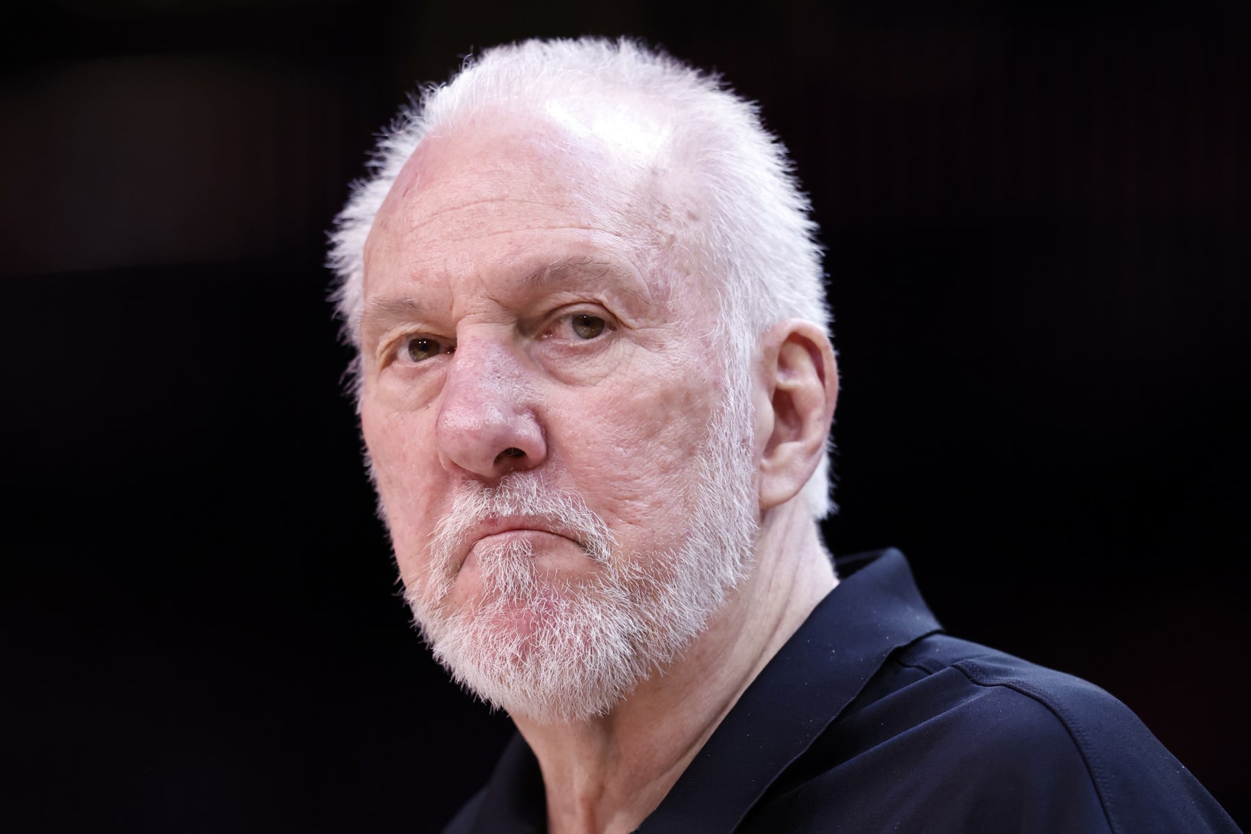 PHOENIX, ARIZONA - APRIL 04: Head coach Gregg Popovich of the San Antonio Spurs looks on during the game against the Phoenix Suns at Footprint Center on April 04, 2023 in Phoenix, Arizona. The Suns beat the Spurs 115-94. NOTE TO USER: User expressly acknowledges and agrees that, by downloading and or using this photograph, User is consenting to the terms and conditions of the Getty Images License Agreement.  (Photo by Chris Coduto/Getty Images)