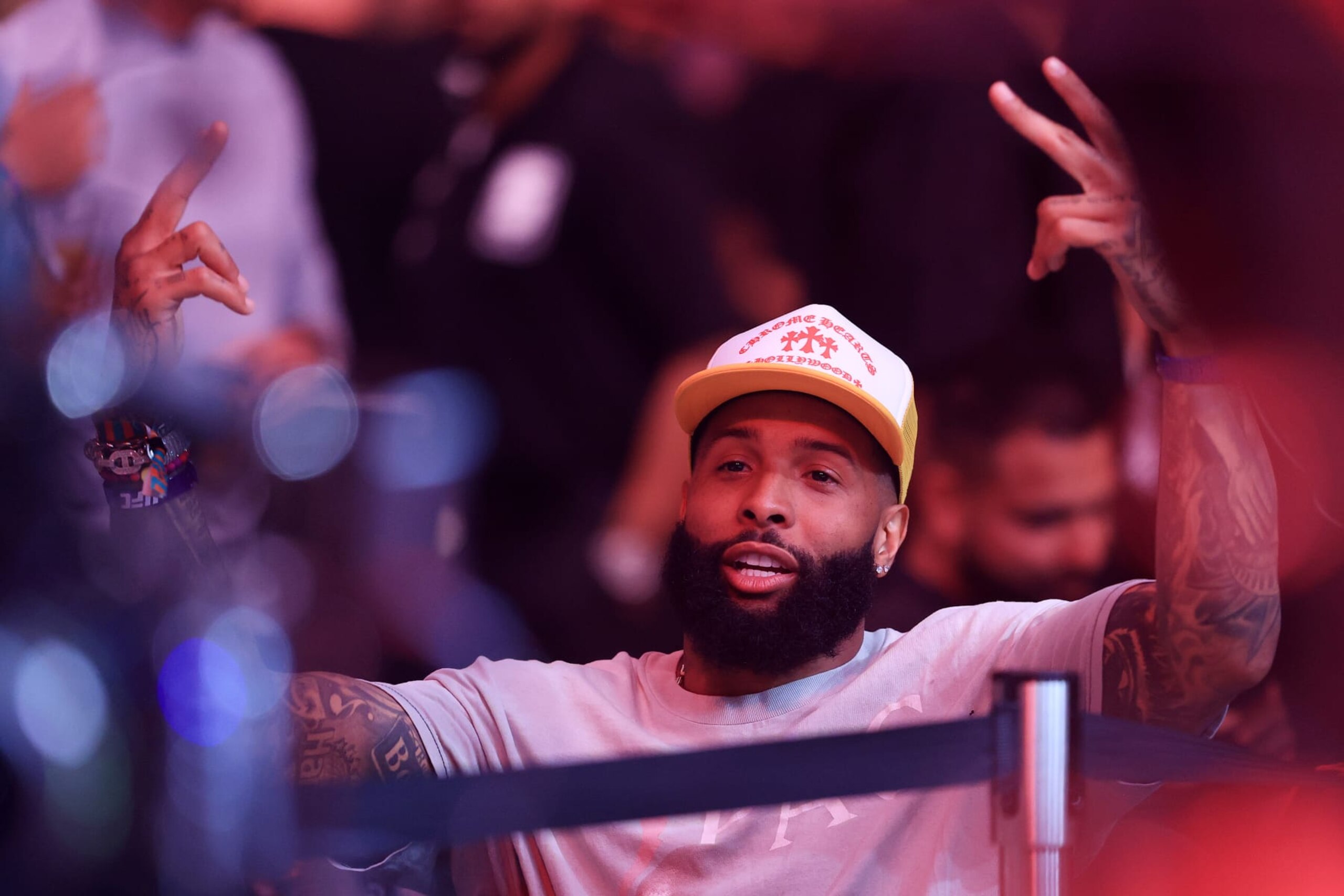 MIAMI, FLORIDA - APRIL 08: Odell Beckham Jr. attends UFC 287 at Kaseya Center on April 08, 2023 in Miami, Florida. (Photo by Carmen Mandato/Getty Images)