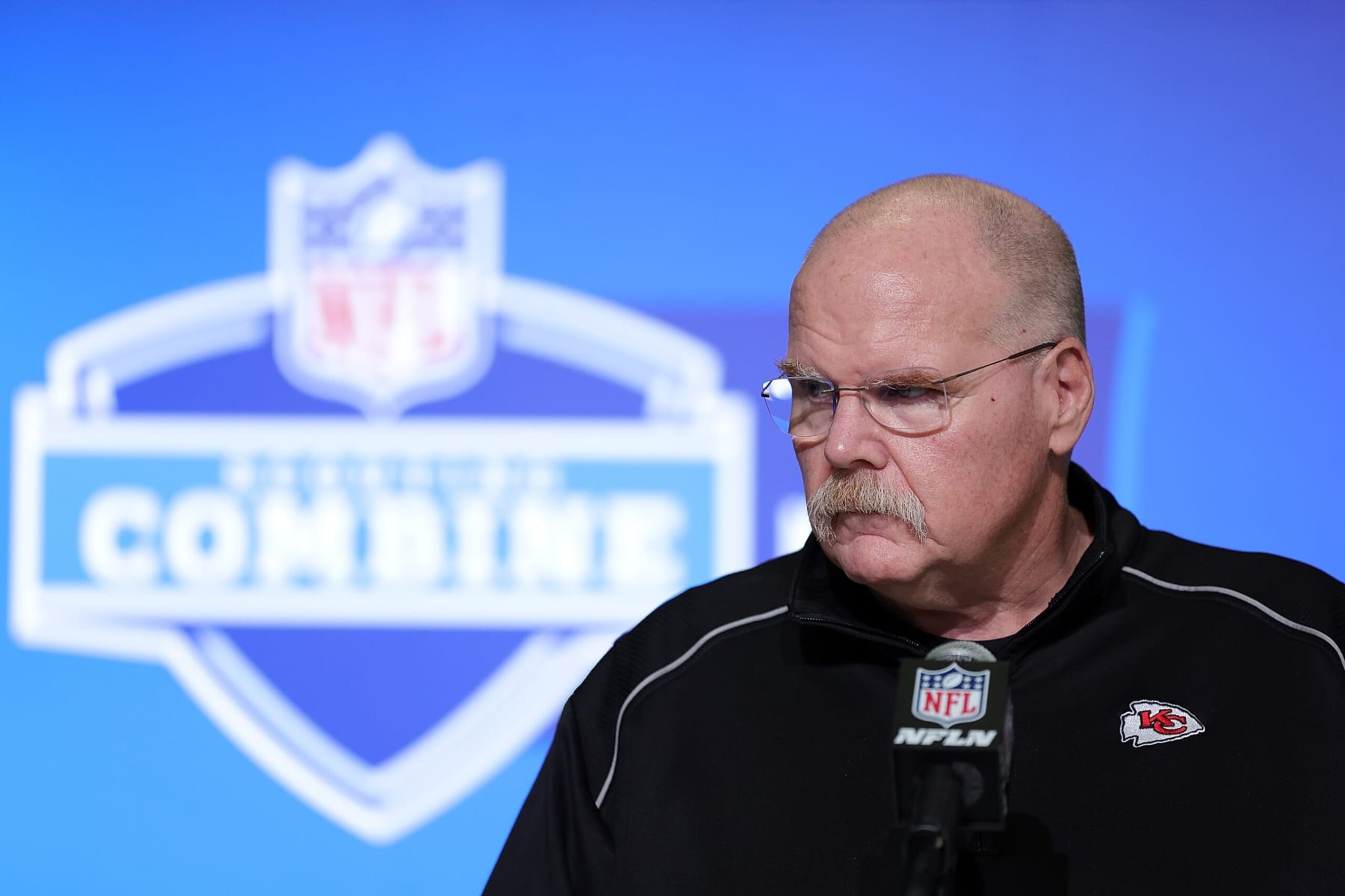 INDIANAPOLIS, INDIANA - FEBRUARY 28: Head coach Andy Reid of the Kansas City Chiefs speaks to the media during the NFL Combine at the Indiana Convention Center on February 28, 2023 in Indianapolis, Indiana. (Photo by Stacy Revere/Getty Images) INDIANAPOLIS, INDIANA - FEBRUARY 28: Head coach Andy Reid of the Kansas City Chiefs speaks to the media during the NFL Combine at the Indiana Convention Center on February 28, 2023 in Indianapolis, Indiana. (Photo by Stacy Revere/Getty Images)