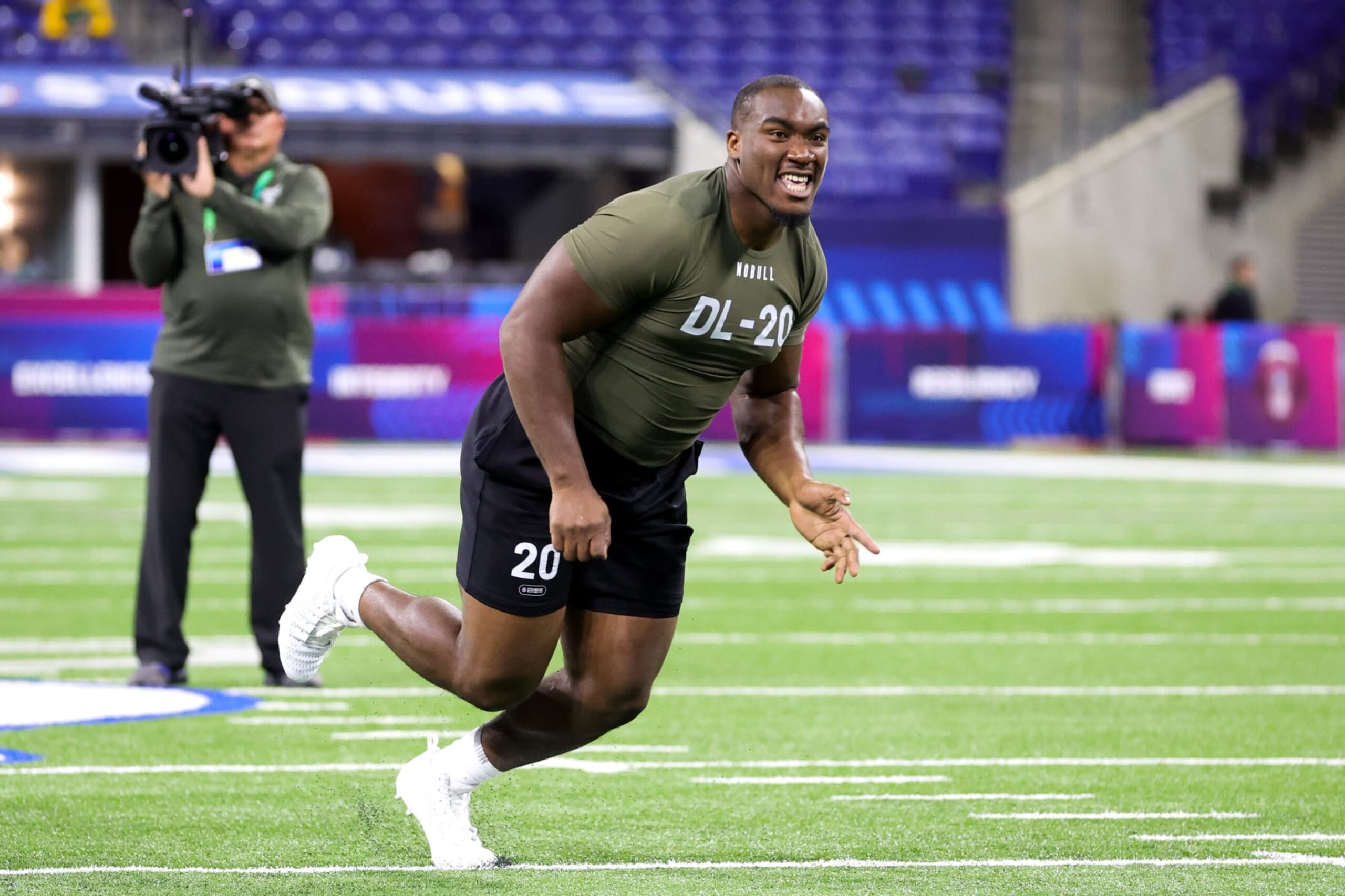 INDIANAPOLIS, INDIANA - MARCH 02: Defensive lineman Adetomiwa Adebawore of Northwestern participates in a drill during the NFL Combine at Lucas Oil Stadium on March 02, 2023 in Indianapolis, Indiana. (Photo by Stacy Revere/Getty Images) INDIANAPOLIS, INDIANA - MARCH 02: Defensive lineman Adetomiwa Adebawore of Northwestern participates in a drill during the NFL Combine at Lucas Oil Stadium on March 02, 2023 in Indianapolis, Indiana. (Photo by Stacy Revere/Getty Images)