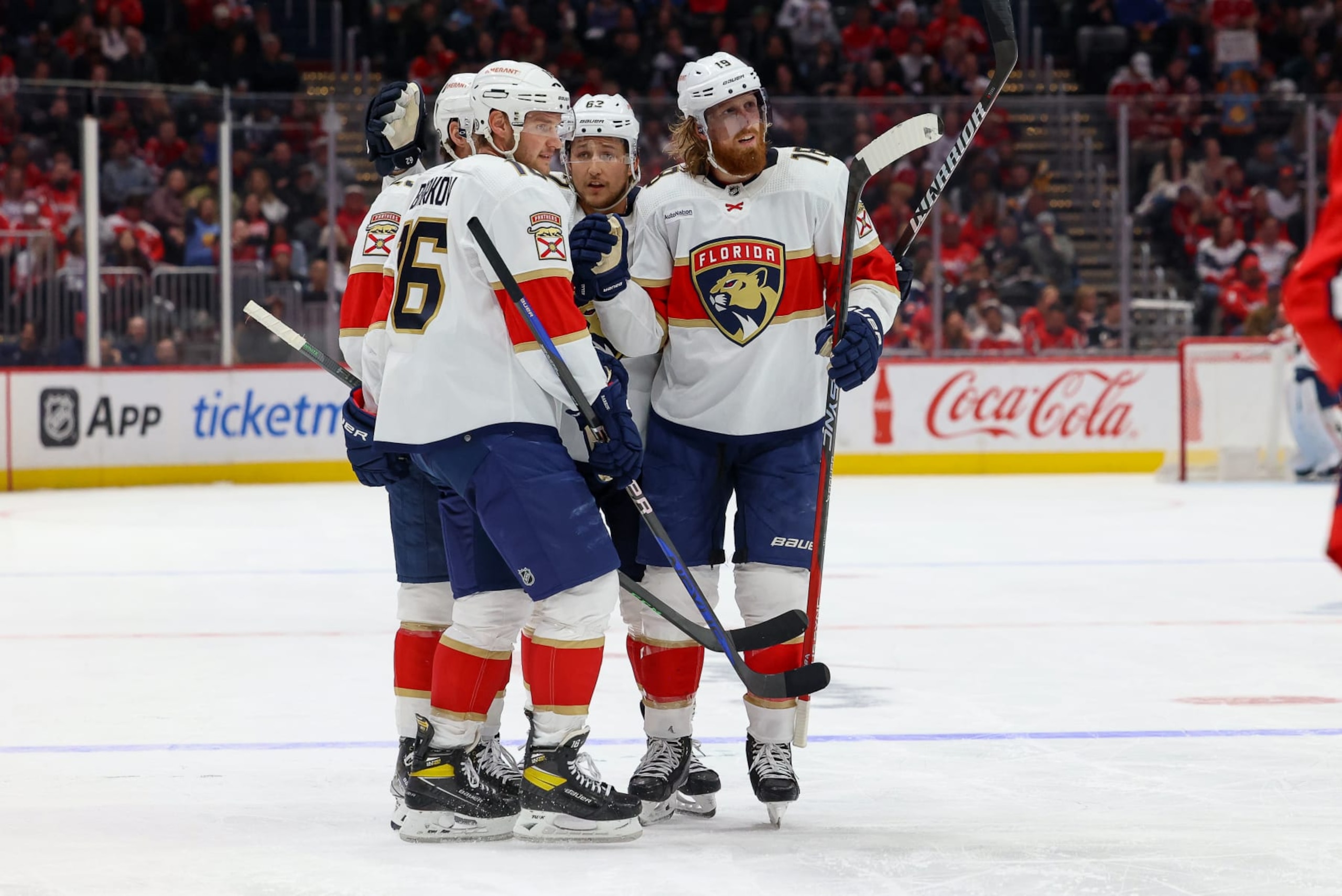 WASHINGTON, DC - APRIL 8: Carter Verhaeghe #23 of the Florida Panthers celebrates a goal against the Washington Capitals at Capital One Arena on April 8, 2023 in Washington, D.C. (Photo by John McCreary/NHLI via Getty Images) WASHINGTON, DC - APRIL 8: Carter Verhaeghe #23 of the Florida Panthers celebrates a goal against the Washington Capitals at Capital One Arena on April 8, 2023 in Washington, D.C. (Photo by John McCreary/NHLI via Getty Images)