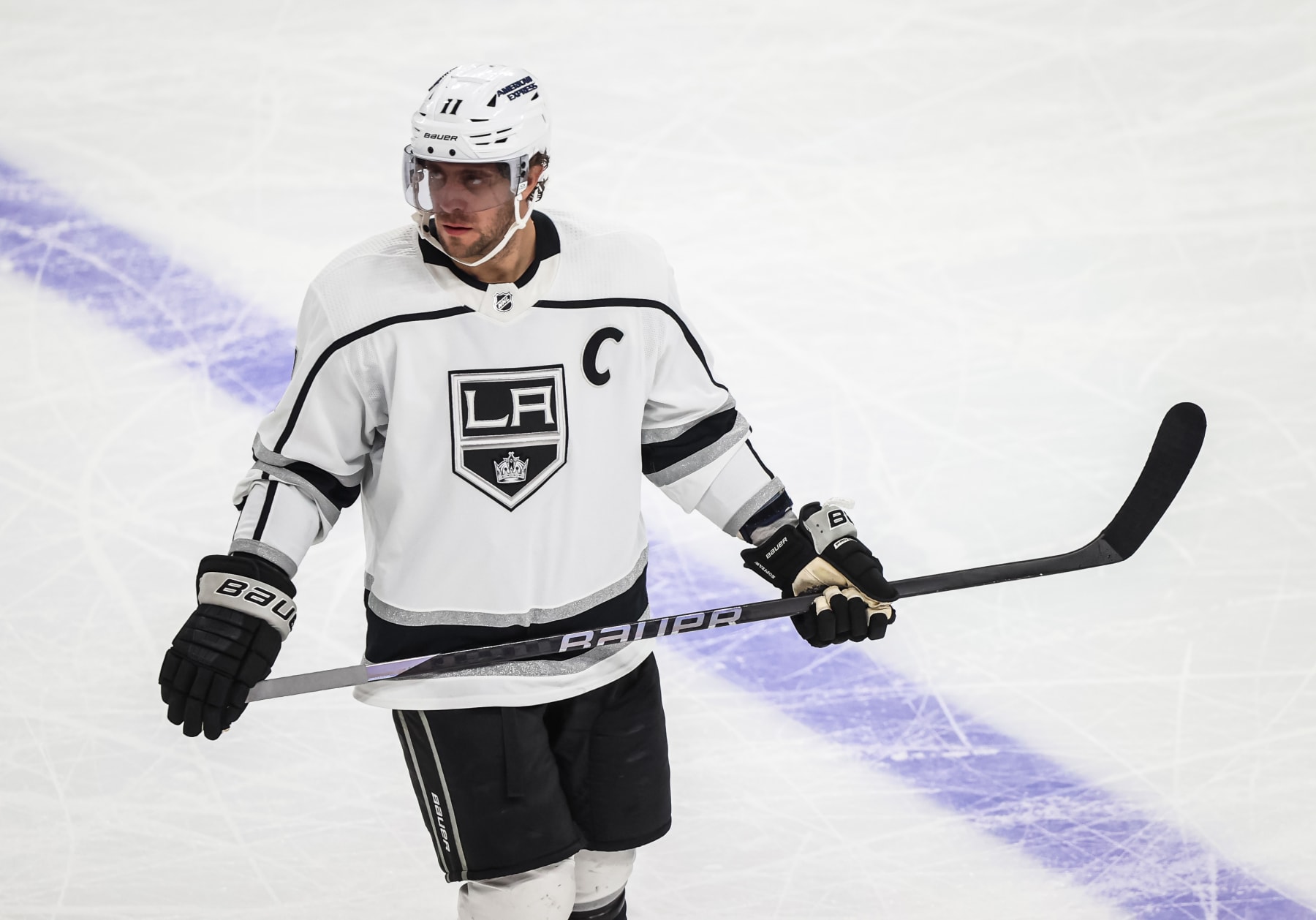 LAS VEGAS, NEVADA - APRIL 06: Anze Kopitar #11 of the Los Angeles Kings skates during the first period against the Vegas Golden Knights at T-Mobile Arena on April 06, 2023 in Las Vegas, Nevada. (Photo by Zak Krill/NHLI via Getty Images)