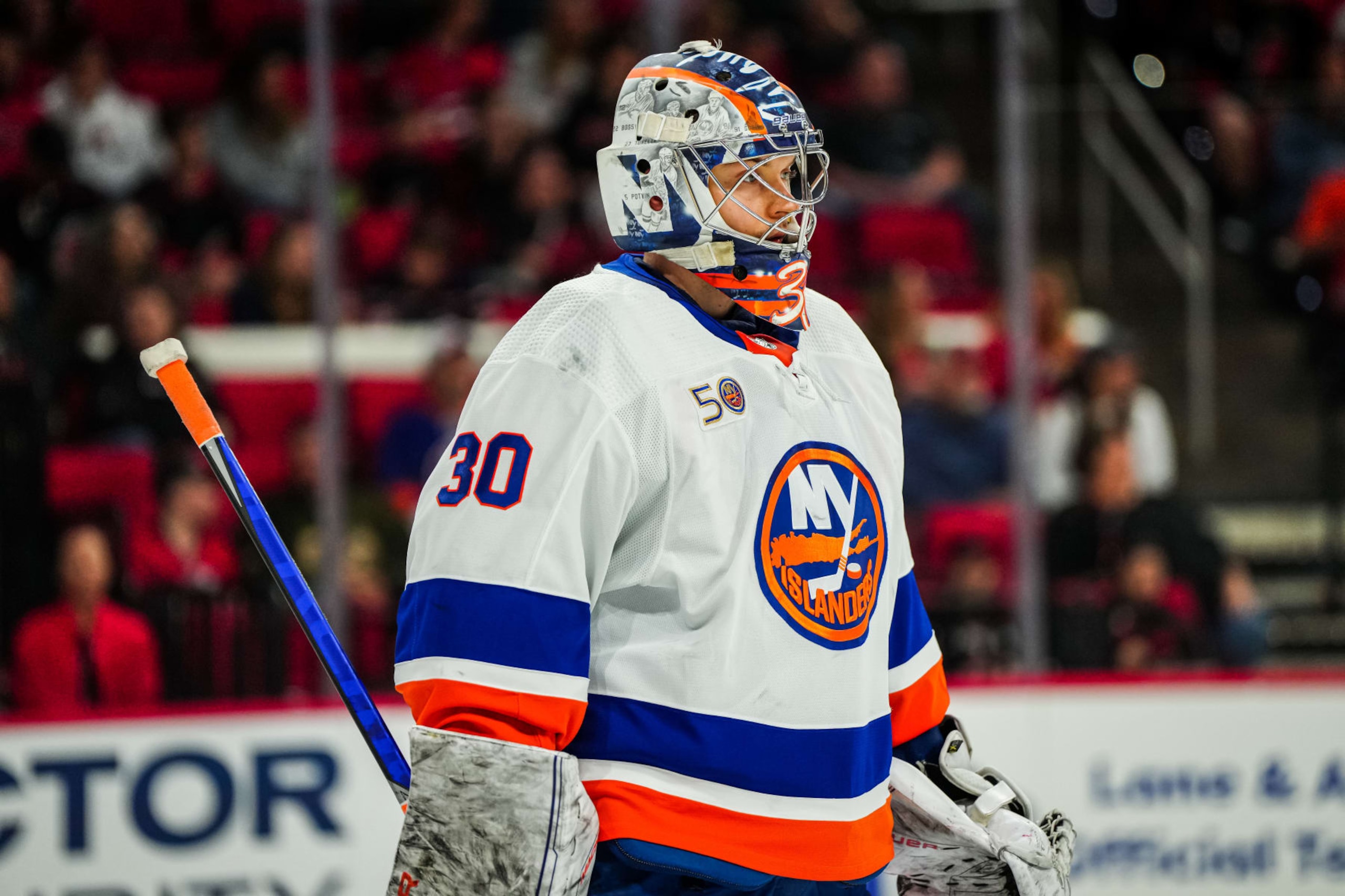 RALEIGH, NORTH CAROLINA - APRIL 02: Ilya Sorokin #30 of the New York Islanders tends net during the first period against the Carolina Hurricanes at PNC Arena on April 02, 2023 in Raleigh, North Carolina. (Photo by Josh Lavallee/NHLI via Getty Images) RALEIGH, NORTH CAROLINA - APRIL 02: Ilya Sorokin #30 of the New York Islanders tends net during the first period against the Carolina Hurricanes at PNC Arena on April 02, 2023 in Raleigh, North Carolina. (Photo by Josh Lavallee/NHLI via Getty Images)