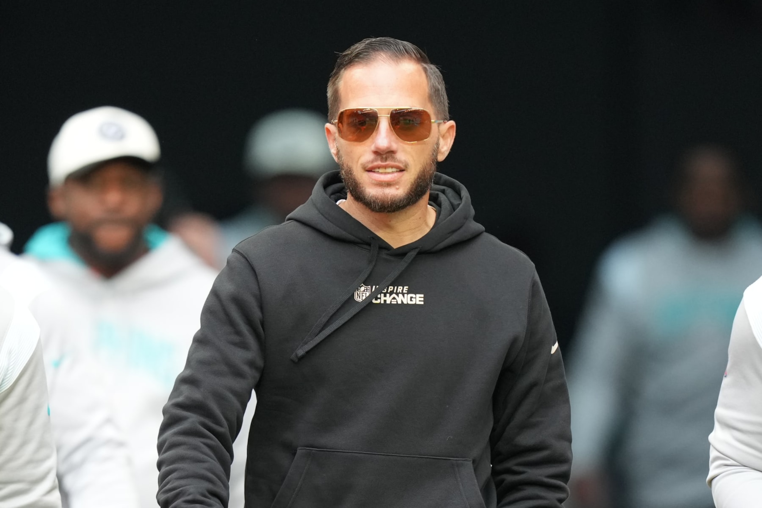 MIAMI GARDENS, FL - DECEMBER 25: Miami Dolphins head coach Mike McDaniel enters the field before the game between the Green Bay Packers and the Miami Dolphins on Sunday, December 25, 2022 at Hard Rock Stadium, Miami Gardens, Fla. (Photo by Peter Joneleit/Icon Sportswire via Getty Images)