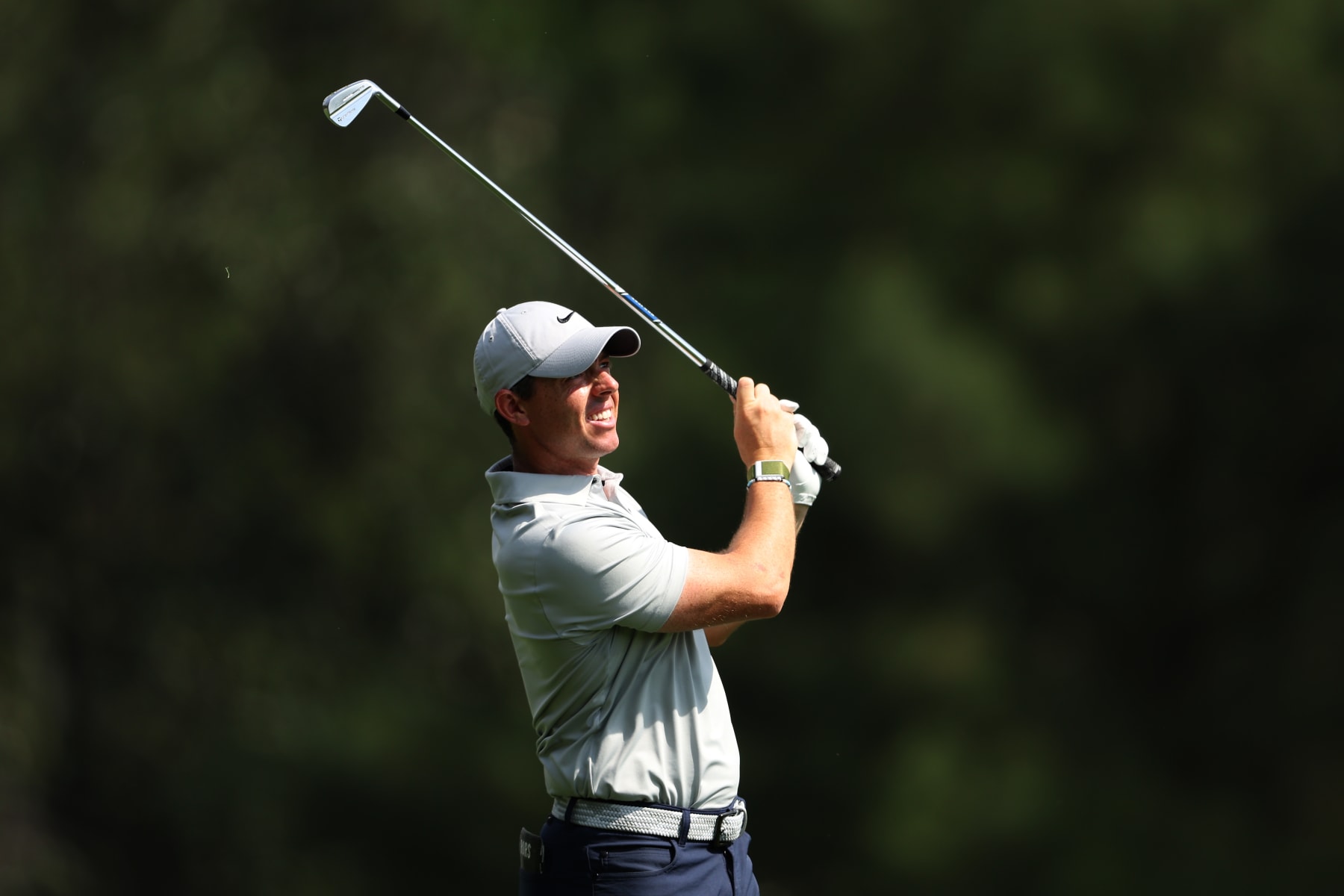 AUGUSTA, GEORGIA - APRIL 07: Rory McIlroy of Northern Ireland plays his second shot on the fifth hole during the second round of the 2023 Masters Tournament at Augusta National Golf Club on April 07, 2023 in Augusta, Georgia. (Photo by Christian Petersen/Getty Images)