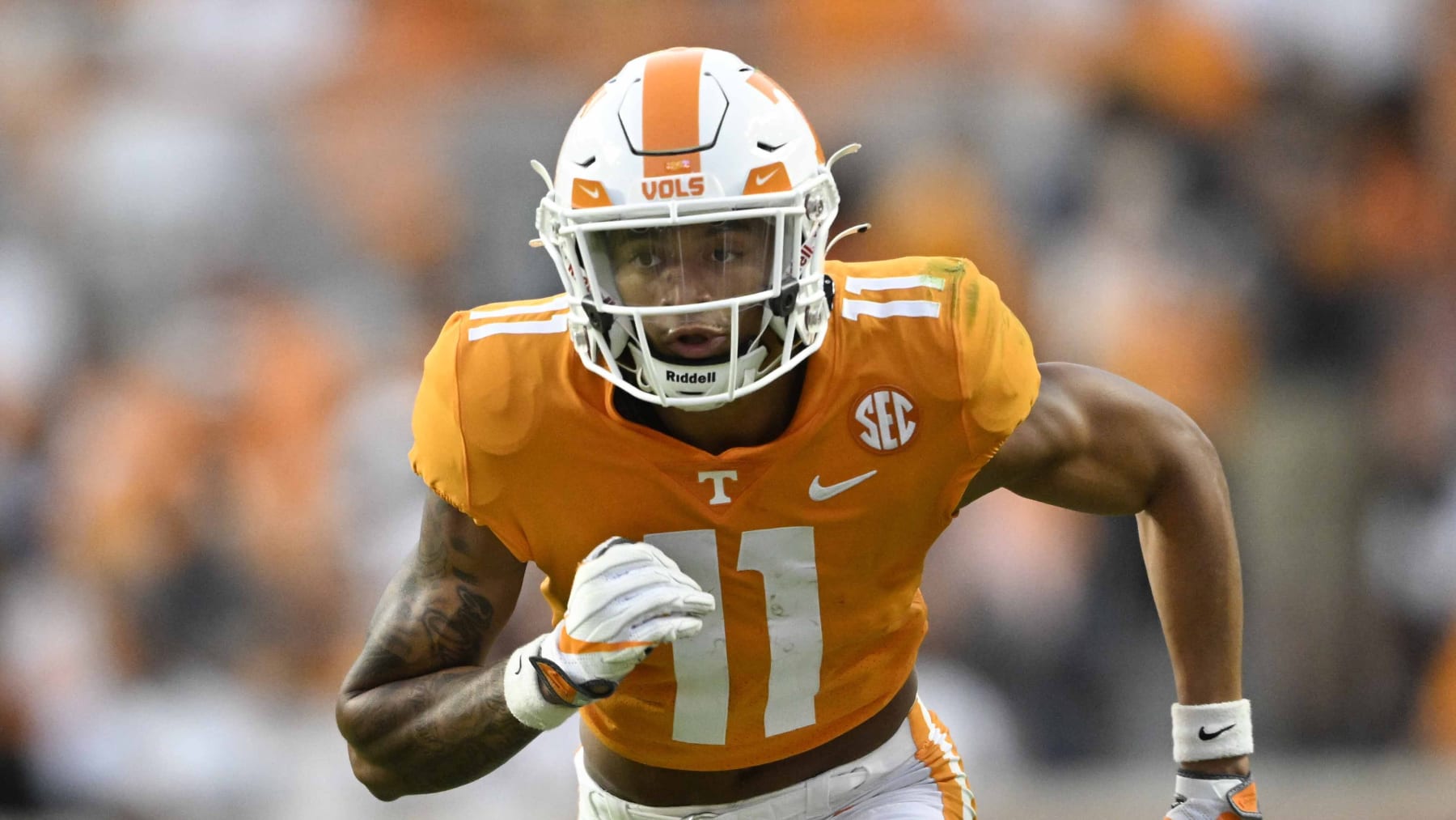 Tennessee wide receiver Jalin Hyatt (11) plays against Ball State during an NCAA football game on Thursday, Sept. 1, 2022, in Knoxville, Tenn. (AP Photo/John Amis)