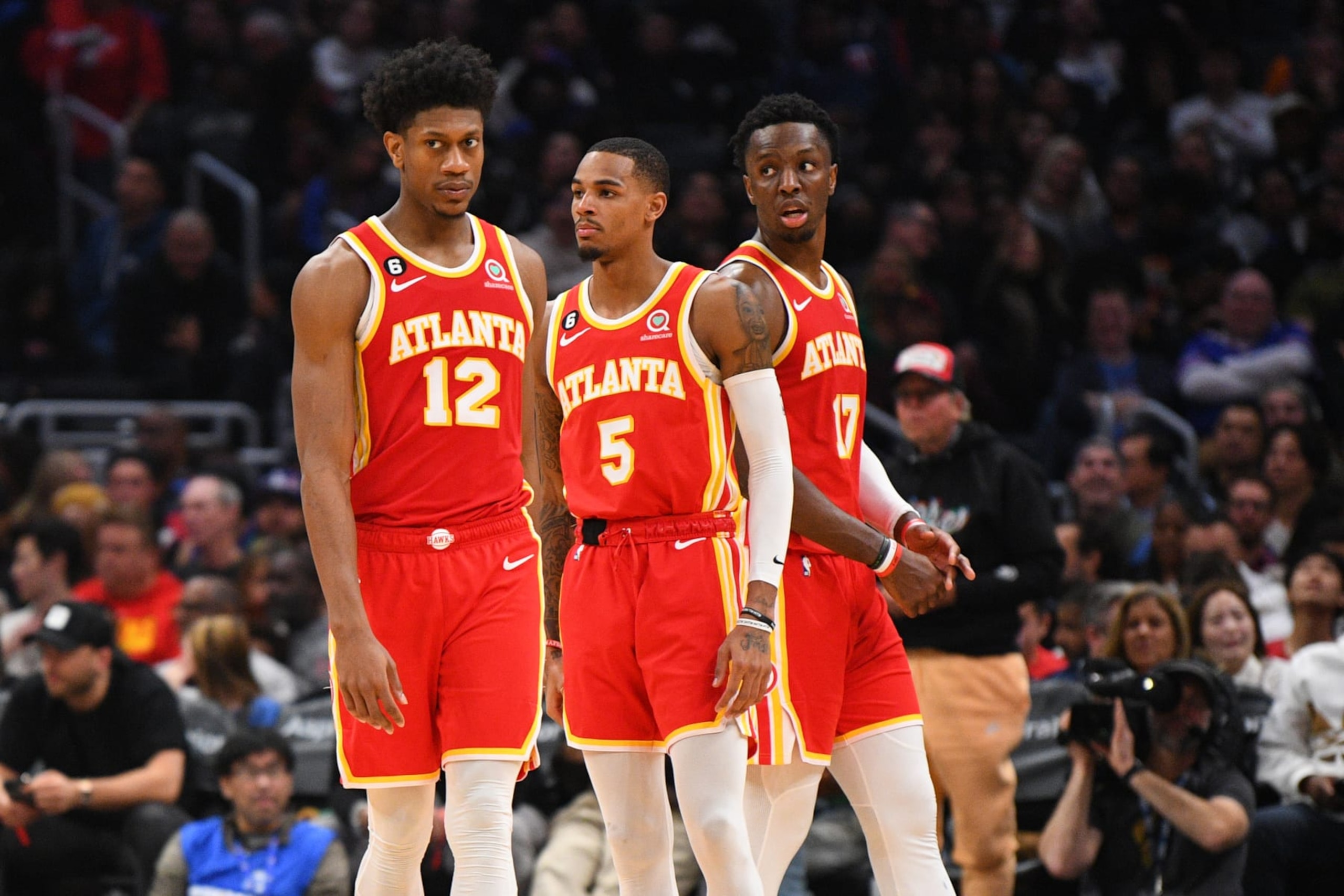 De'Andre Hunter, Dejounte Murray and Onyeka Okongwu