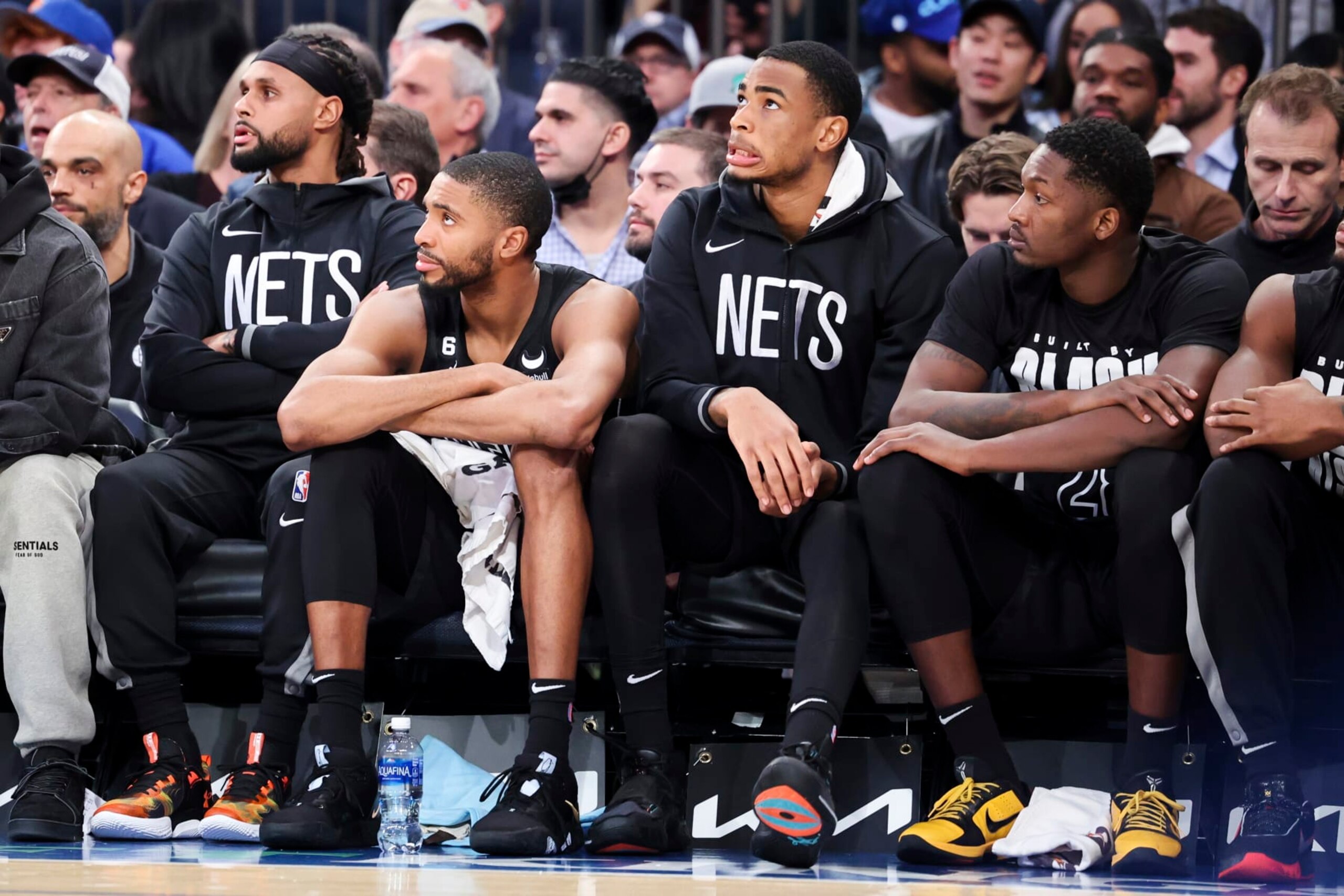 Patty Mills, Mikal Bridges, Nicolas Claxton and Dorian Finney-Smith