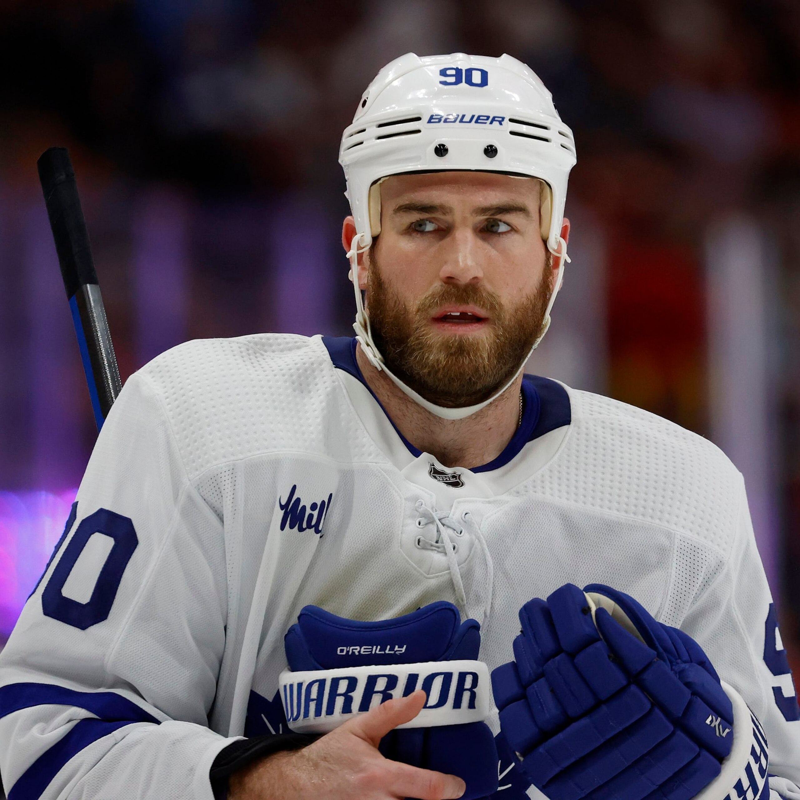 SUNRISE, FLORIDA - APRIL 10: Ryan OReilly #90 of the Toronto Maple Leafs skates the ice during a break in the action against the Florida Panthers at the FLA Live Arena on April 10, 2023 in Sunrise, Florida. (Photo by Eliot J. Schechter/NHLI via Getty Images) SUNRISE, FLORIDA - APRIL 10: Ryan OReilly #90 of the Toronto Maple Leafs skates the ice during a break in the action against the Florida Panthers at the FLA Live Arena on April 10, 2023 in Sunrise, Florida. (Photo by Eliot J. Schechter/NHLI via Getty Images)