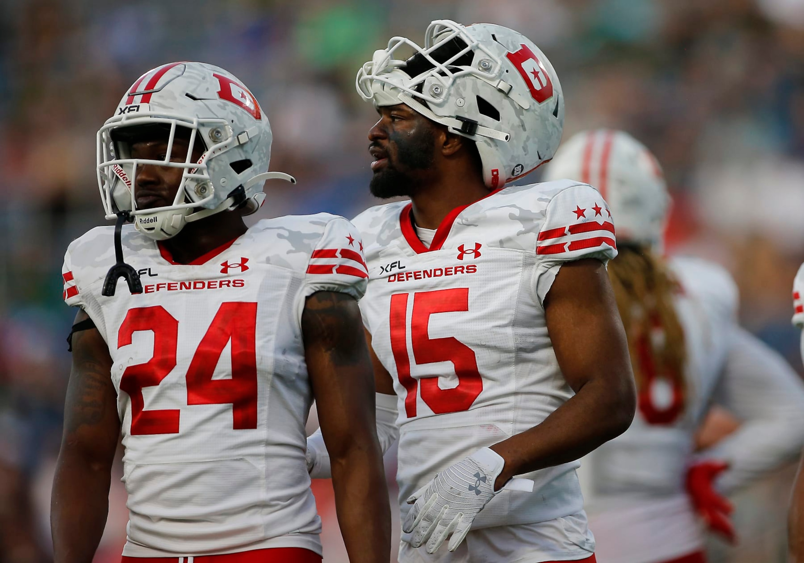 Michael Joseph (15) and Anthoula Kelly (24) of the Defenders