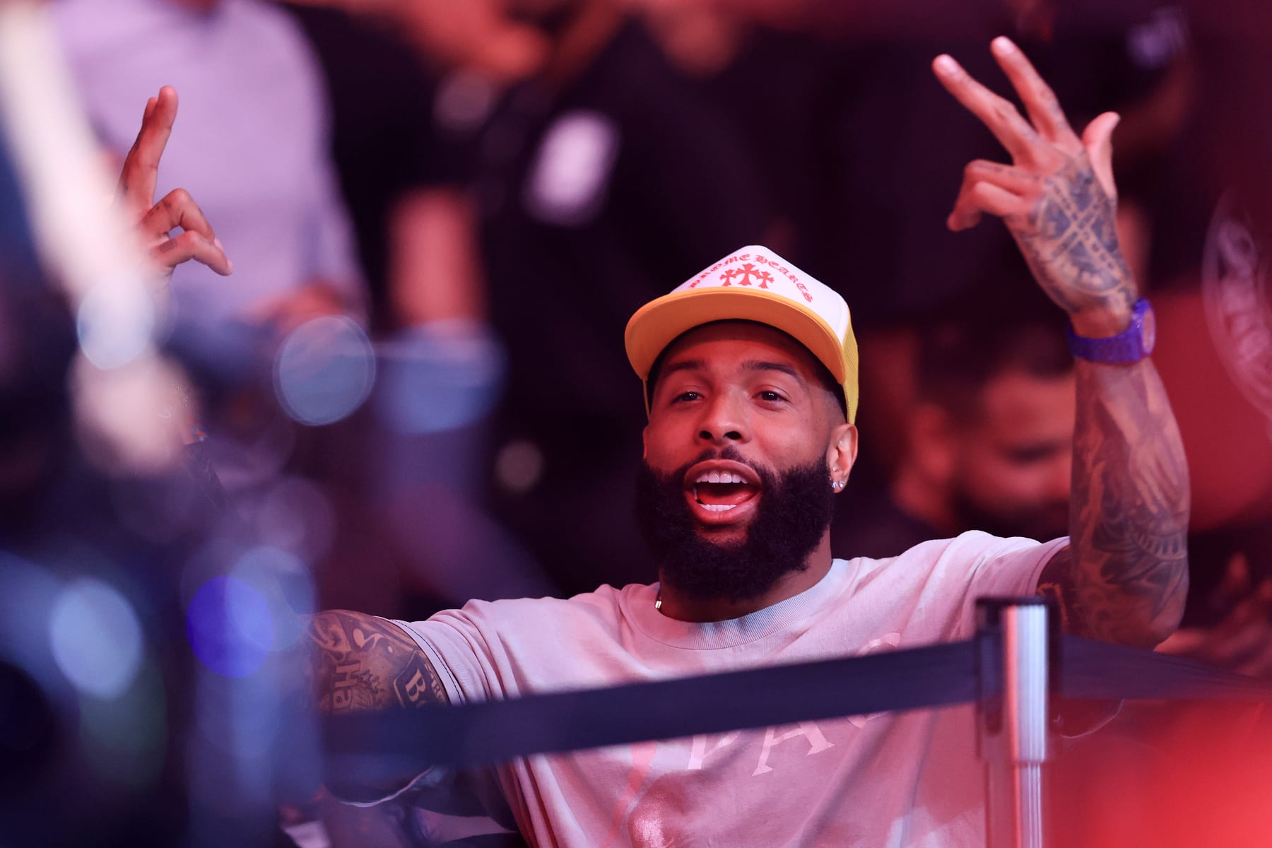 MIAMI, FLORIDA - APRIL 08: Odell Beckham Jr. attends UFC 287 at Kaseya Center on April 08, 2023 in Miami, Florida. (Photo by Carmen Mandato/Getty Images)
