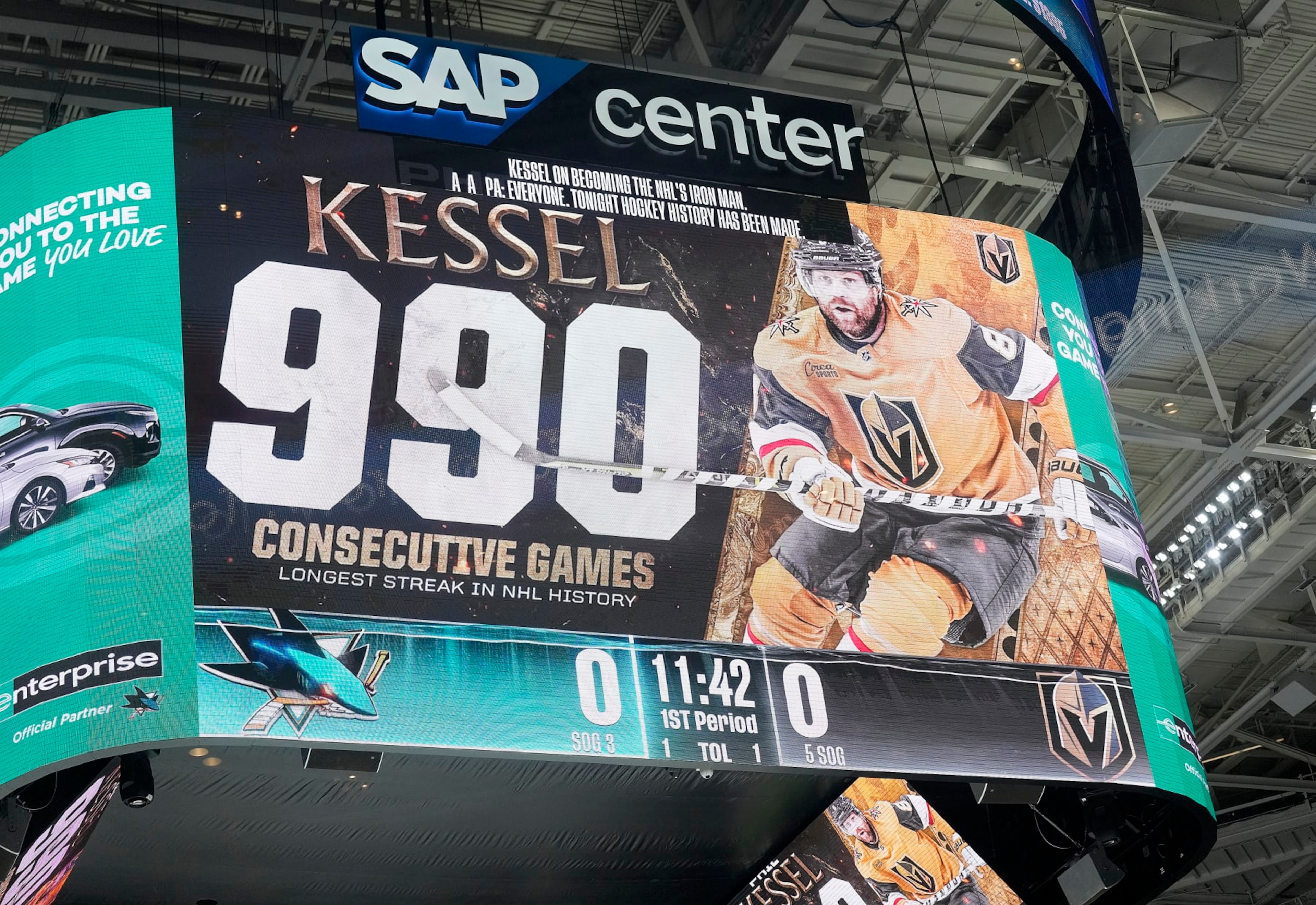 Vegas Golden Knights honor Phil Kessel for setting the NHL record for consecutive games played. Vegas Golden Knights honor Phil Kessel for setting the NHL record for consecutive games played.