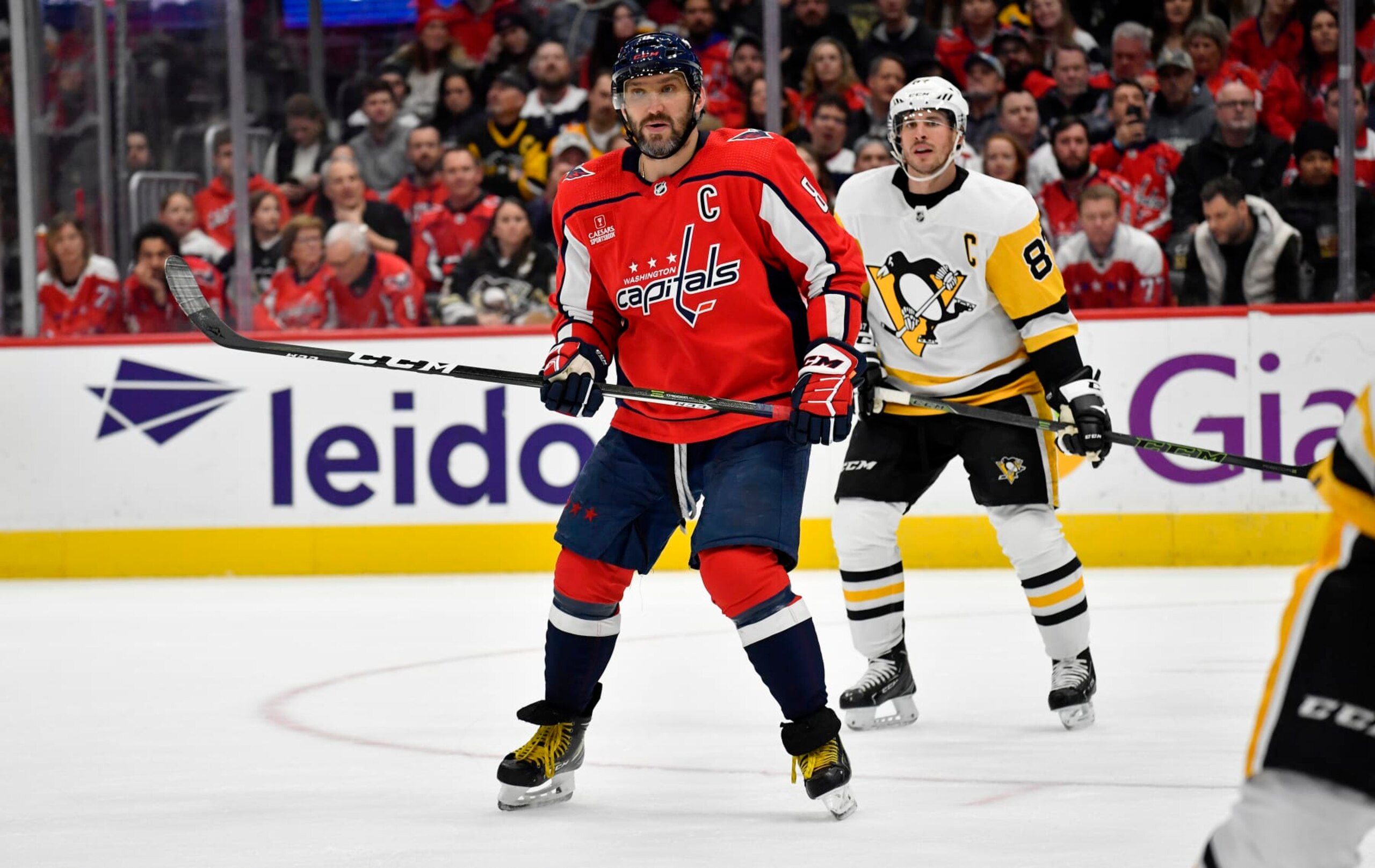 Washington Capitals captain Alex Ovechkin (left) and Pittsburgh Penguins captain Sidney Crosby. 
