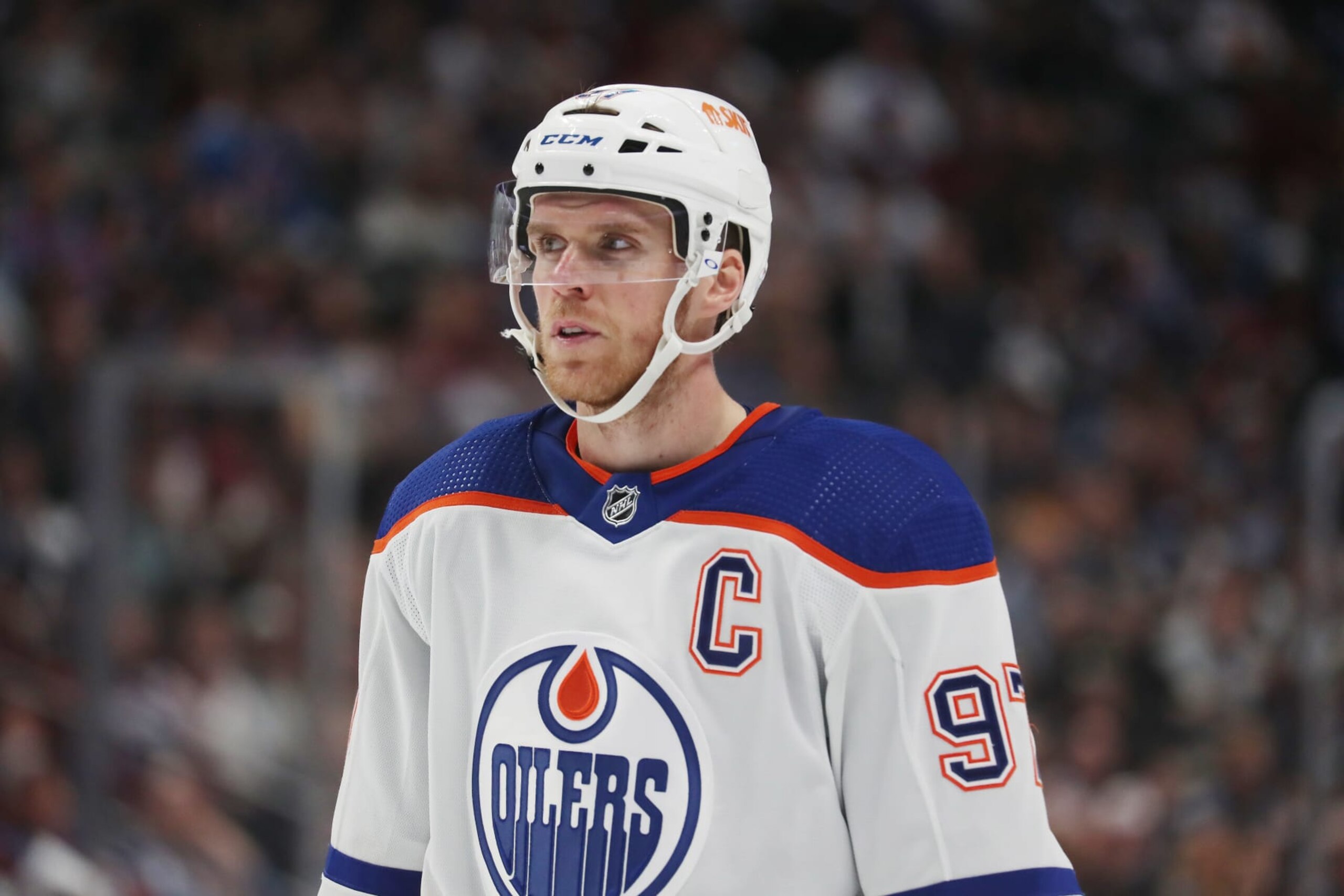 DENVER, COLORADO - APRIL 11: Connor McDavid #97 of the Edmonton Oilers skates against the Colorado Avalanche at Ball Arena on April 11, 2023 in Denver, Colorado. (Photo by Michael Martin/NHLI via Getty Images) DENVER, COLORADO - APRIL 11: Connor McDavid #97 of the Edmonton Oilers skates against the Colorado Avalanche at Ball Arena on April 11, 2023 in Denver, Colorado. (Photo by Michael Martin/NHLI via Getty Images)
